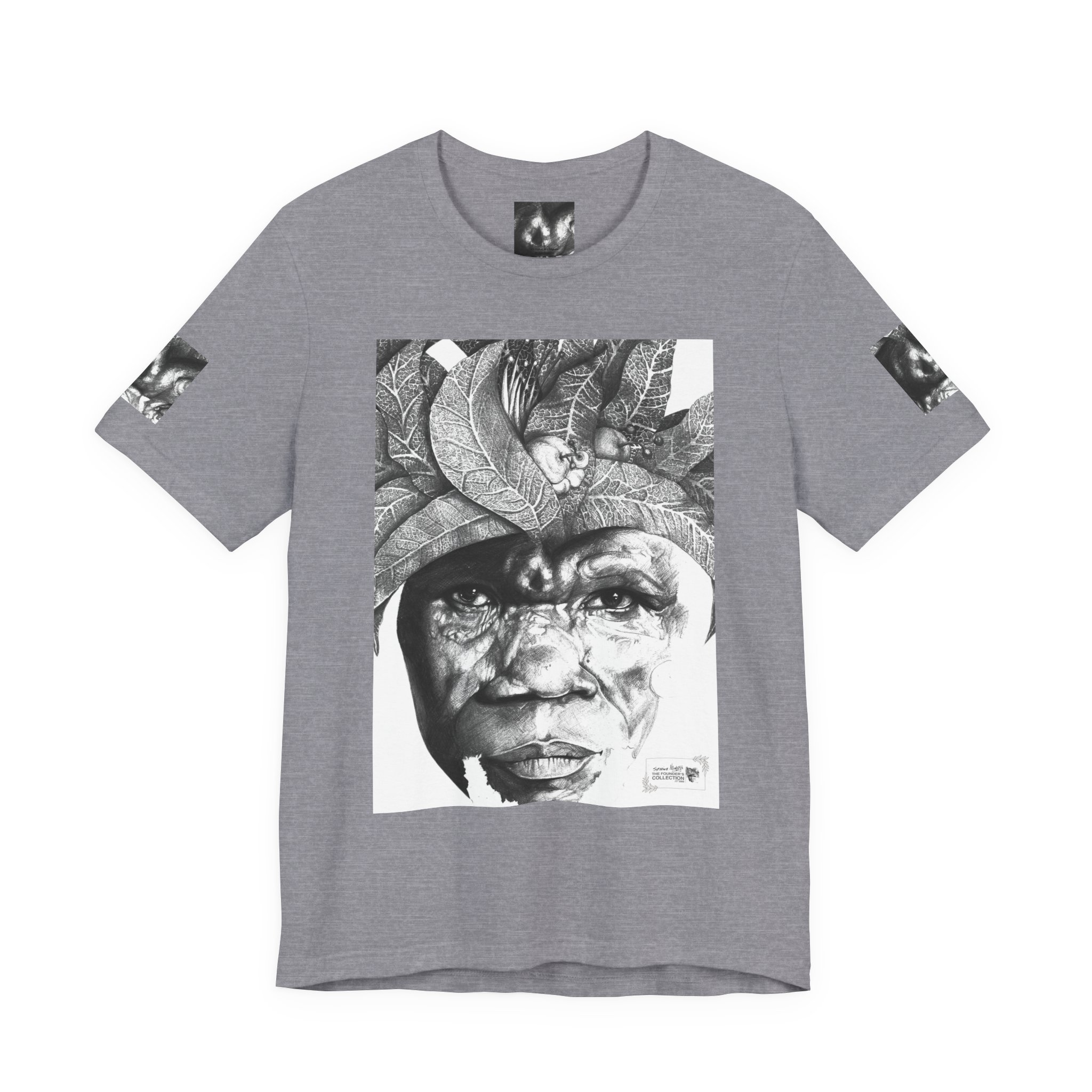 Tribal Portrait Tee — Monochrome Indigenous Face Art Graphic T-Shirt - Image 41