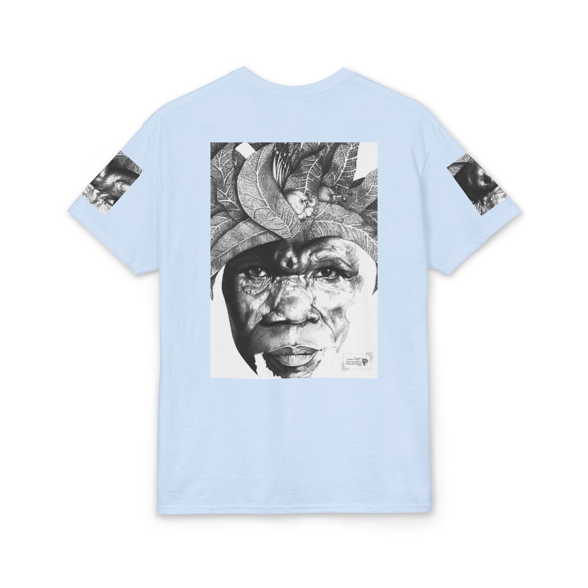 Tribal Face Collage T-Shirt — Black & White Portrait Graphic Tee - Image 42