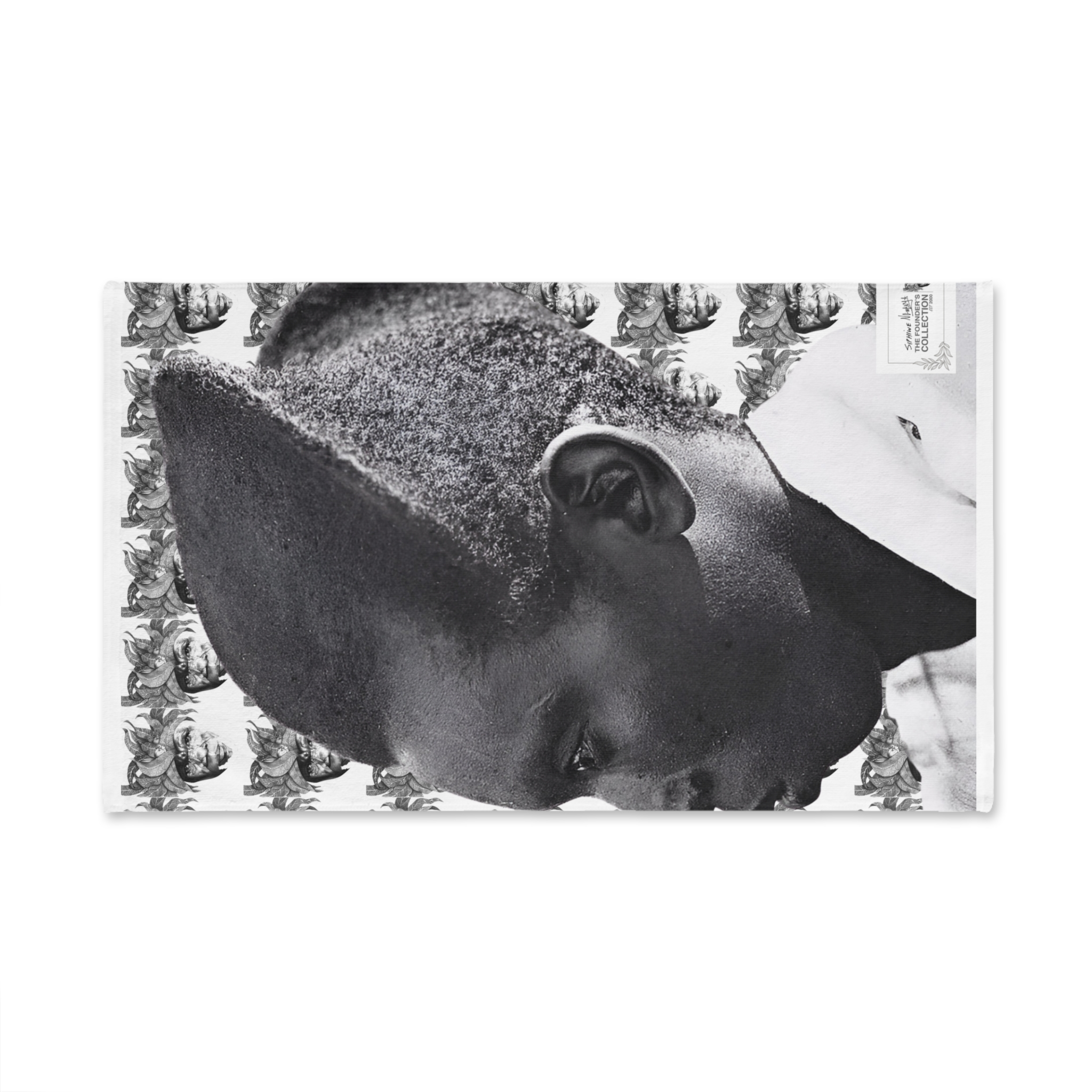 Hand Towel — Retro Black & White Portrait Patterned Bath Hand Towel - Image 2