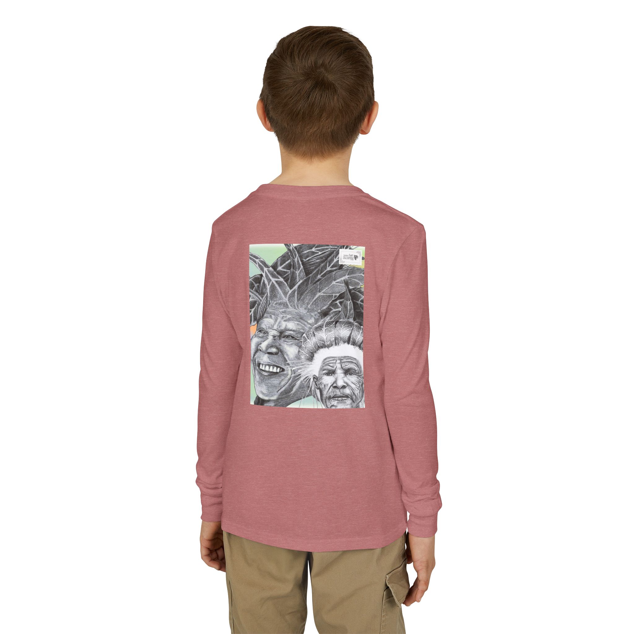 Youth Long Sleeve Tee — Vintage Indigenous Portrait Graphic - Image 8