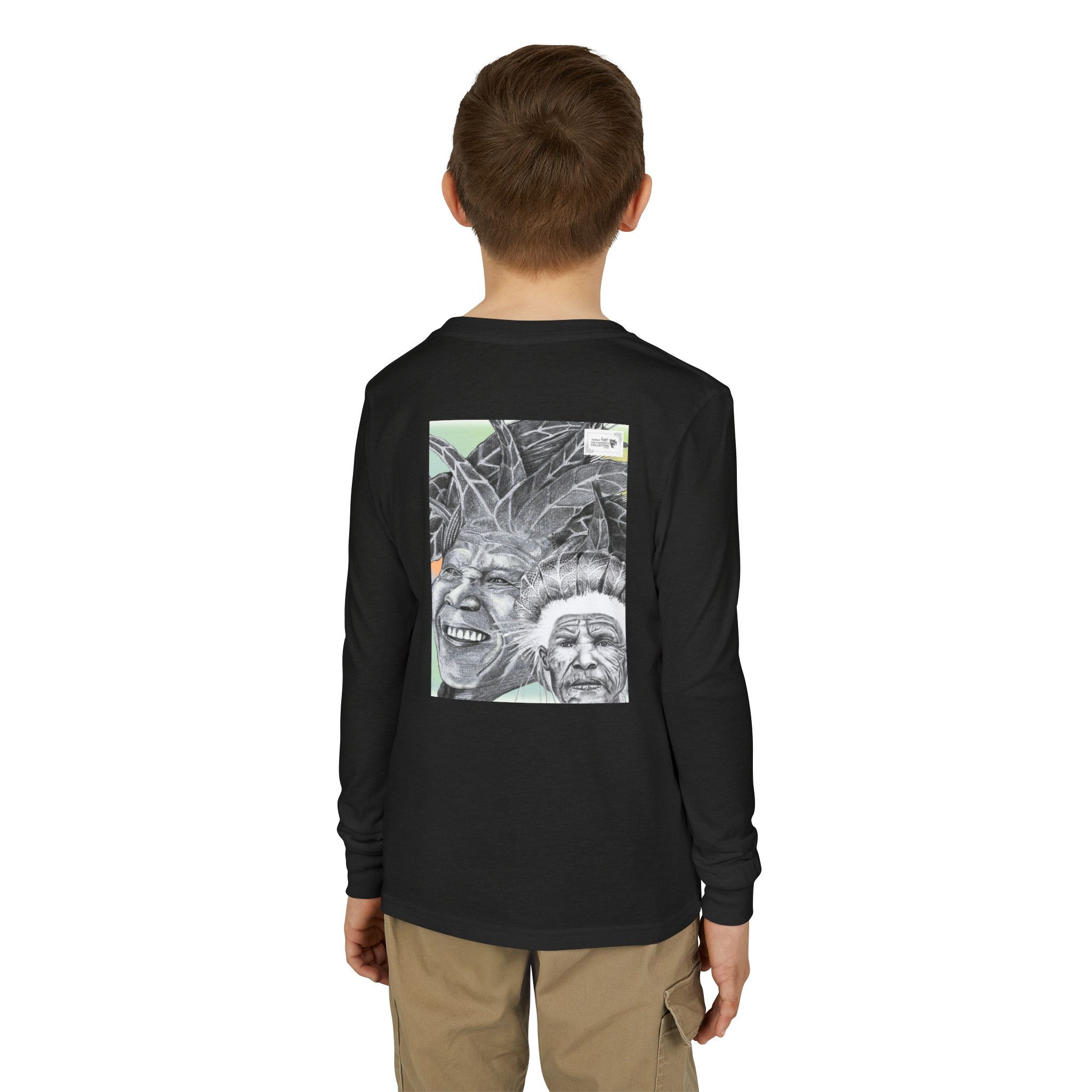Youth Long Sleeve Tee — Vintage Indigenous Portrait Graphic - Image 20