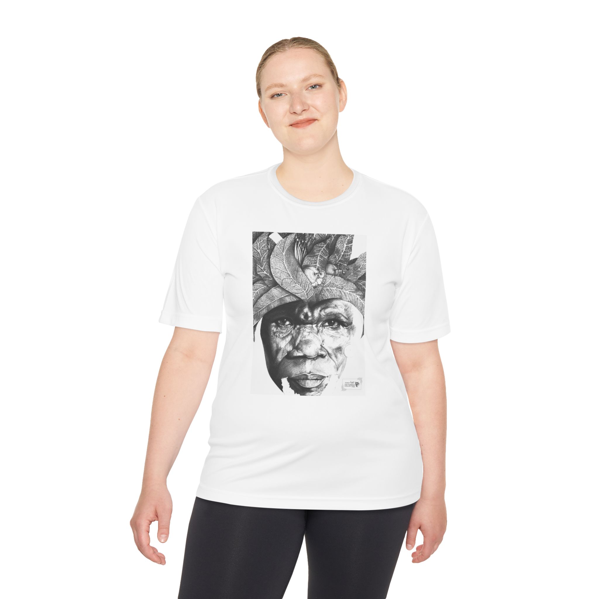 Portrait Graphic Tee — Tribal Headdress Black & White Art - Image 4