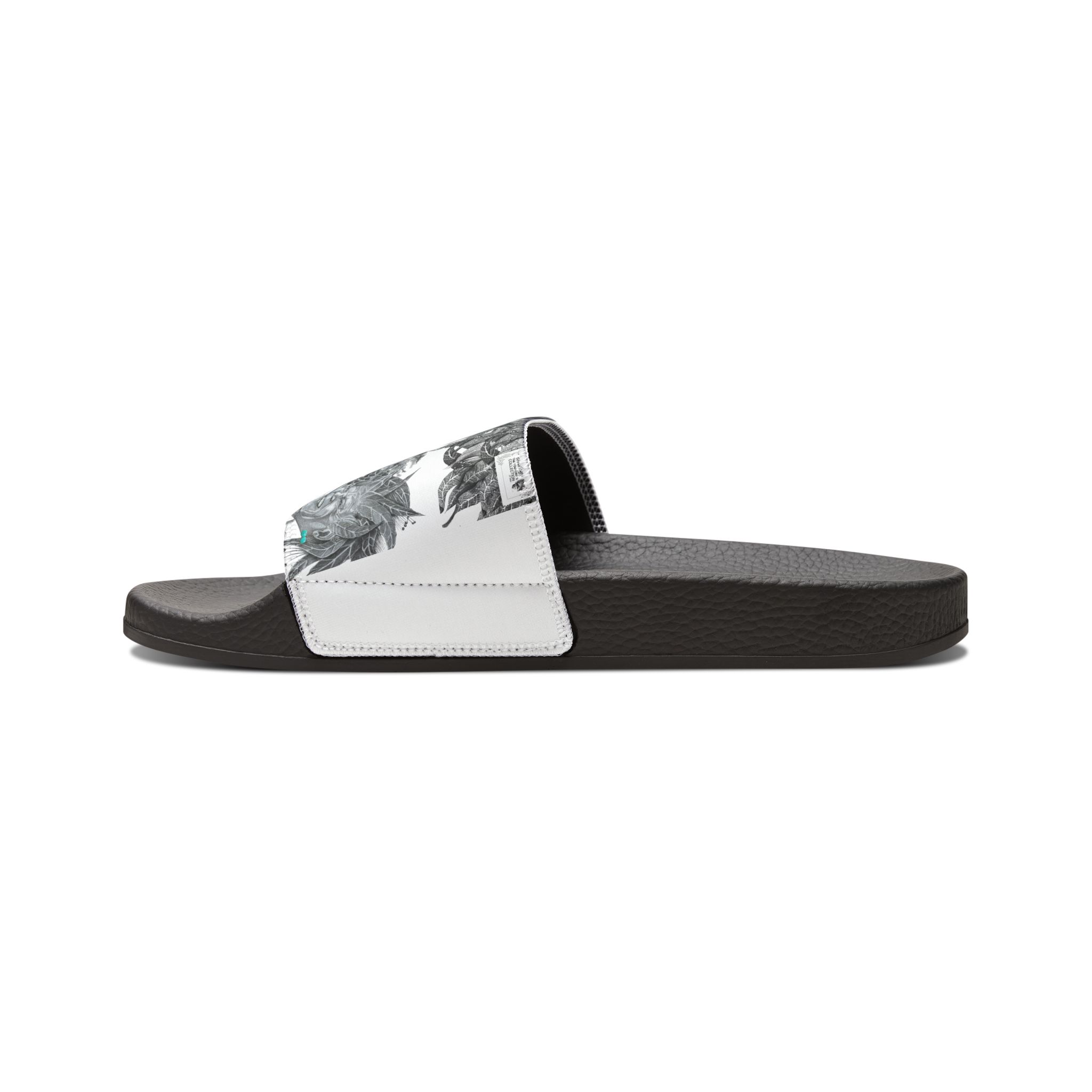 Men's Slide Sandals with Removable Strap — Monochrome Animal Portrait Print - Image 7