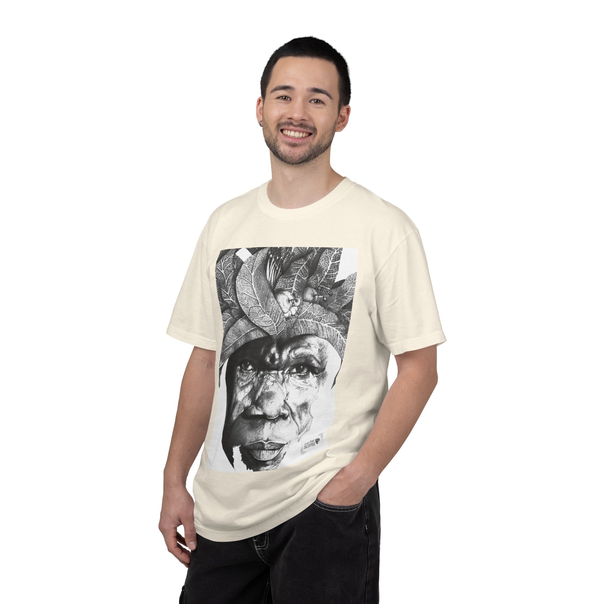 Portrait Graphic T-Shirt — Monochrome Tribal Face Art Tee - Image 20