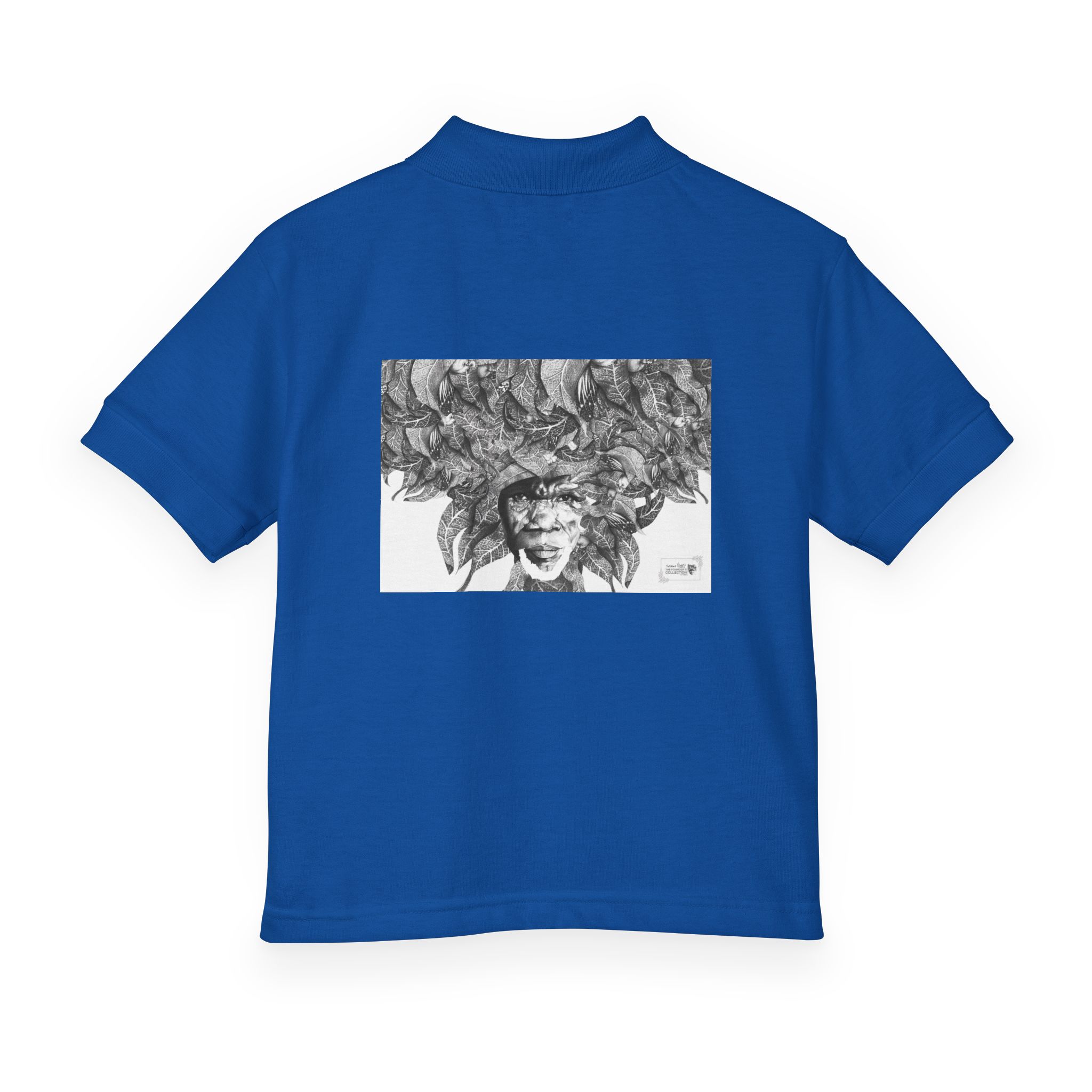 Youth Polo Shirt – Black & White Afro Girl Art Print - Image 30