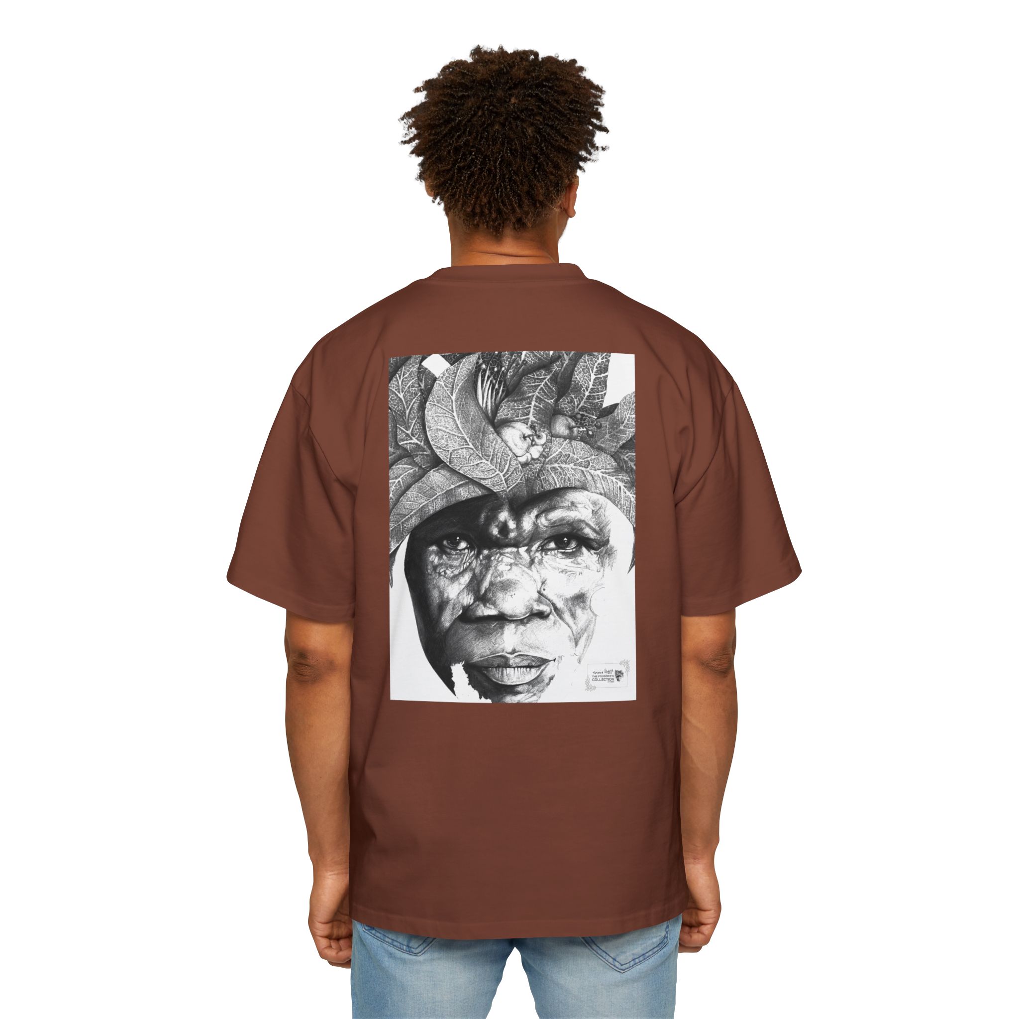 Graphic Tee — Monochrome Tribal Face Art Oversized T-Shirt - Image 12