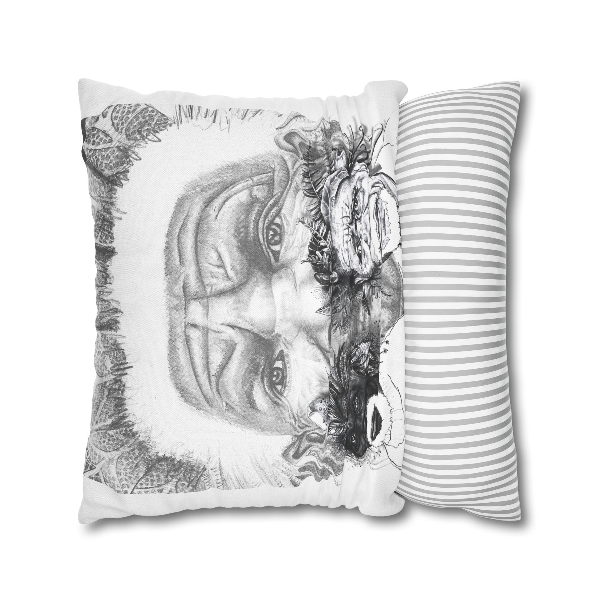 Tribal Elder Art Pillowcase — Black & White Ethnic Portrait Decorative Pillow - Image 16