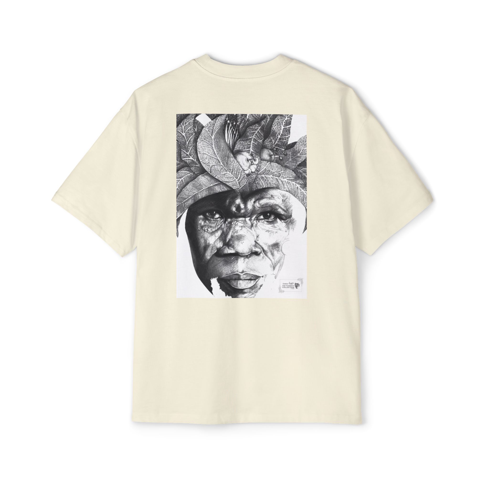 Graphic Tee — Monochrome Tribal Face Art Oversized T-Shirt - Image 22