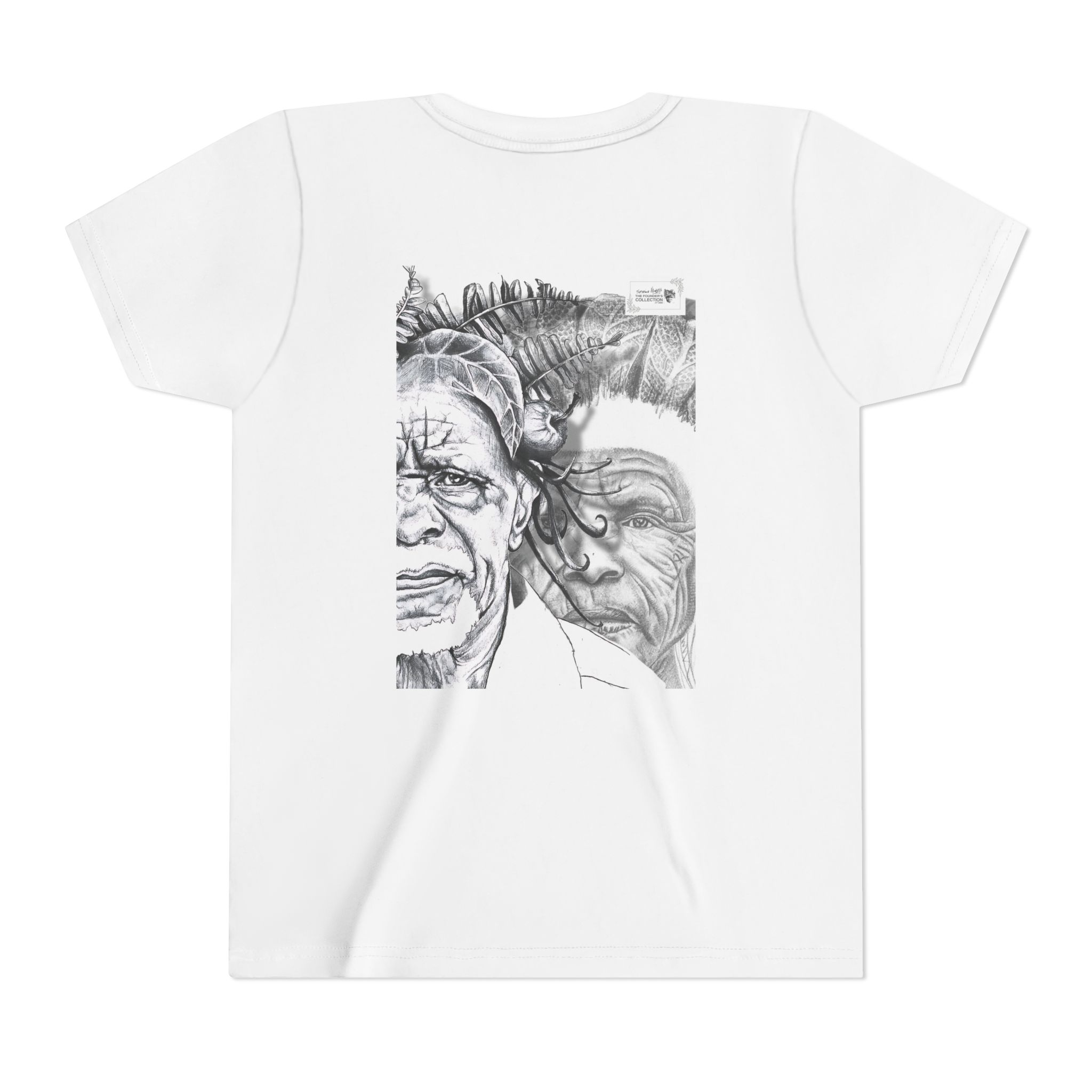 Youth Tee – Monochrome Dual-Face Sketch Graphic - Image 2
