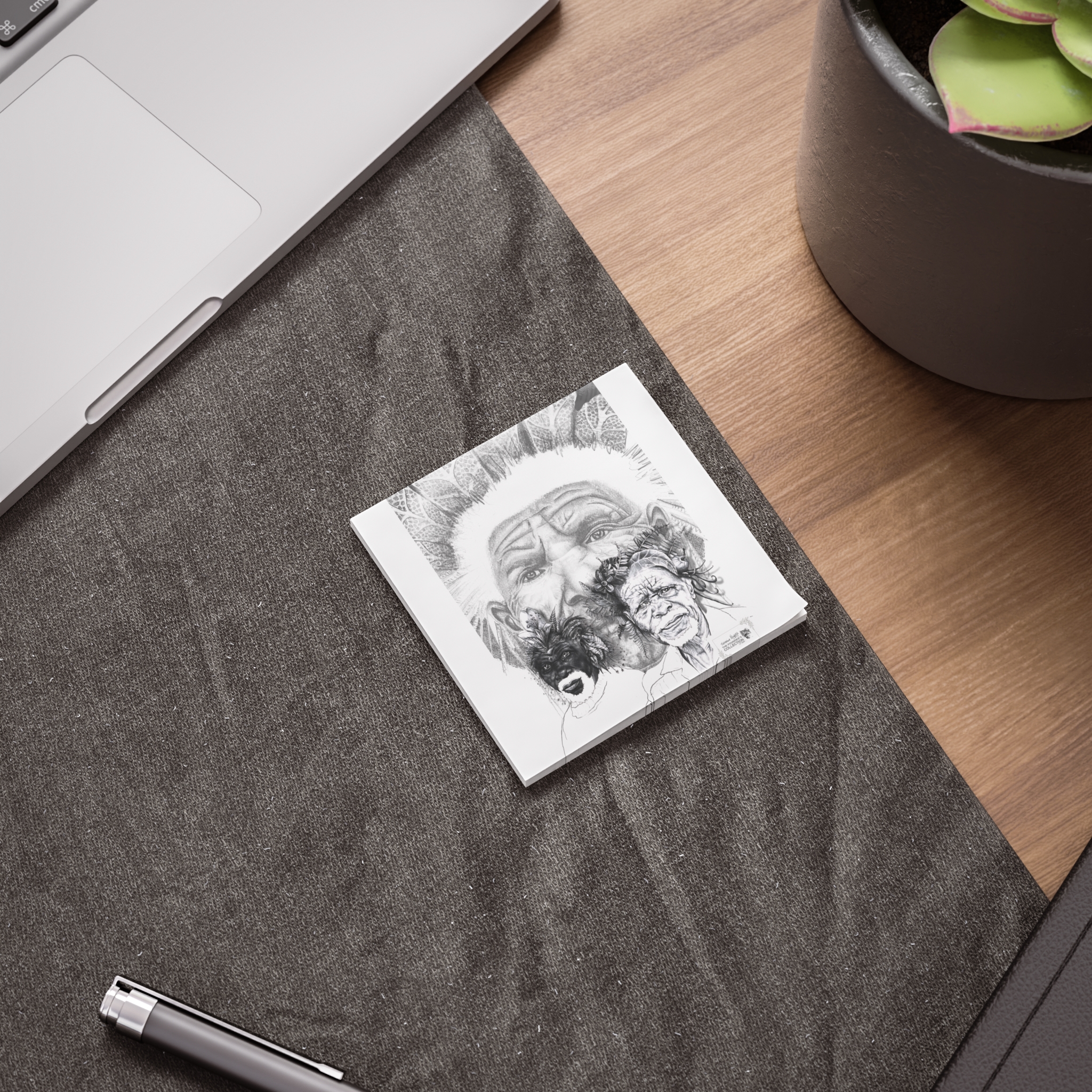 Post-it Note Pad — Pencil Portrait of Indigenous Elders (Sketch Art Sticky Notes) - Image 3