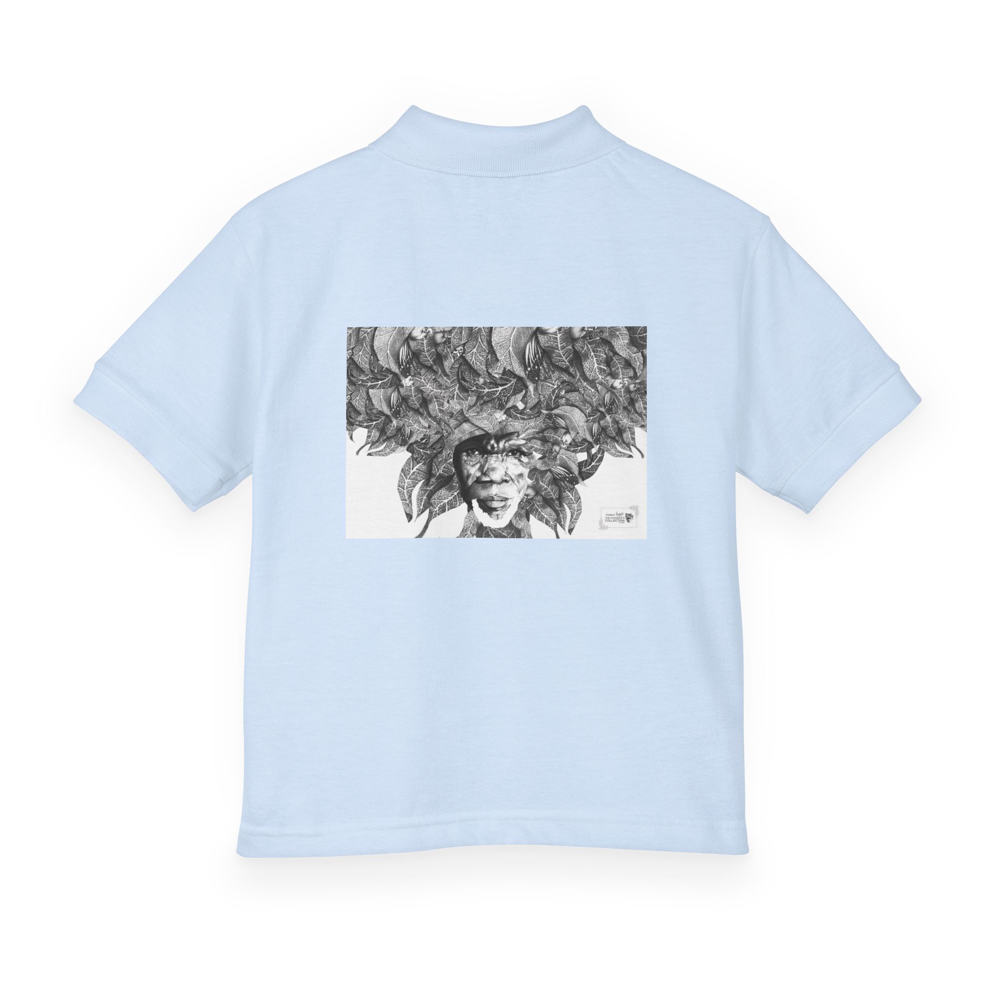 Youth Polo Shirt – Black & White Afro Girl Art Print - Image 26