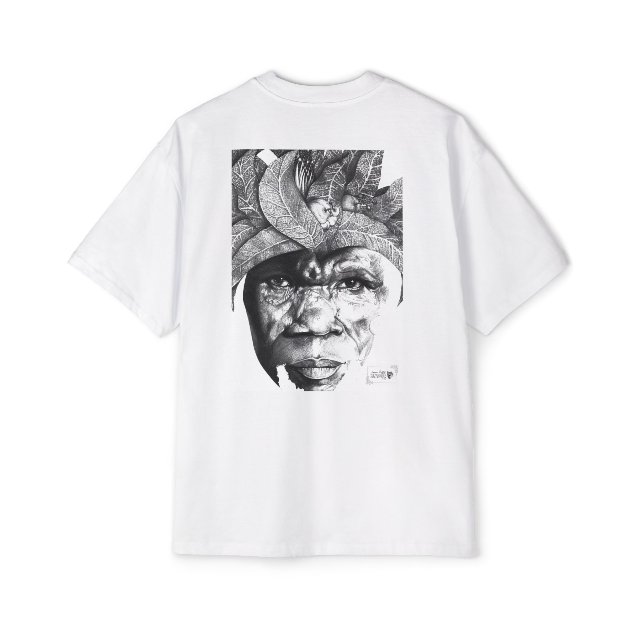 Graphic Tee — Monochrome Tribal Face Art Oversized T-Shirt - Image 2