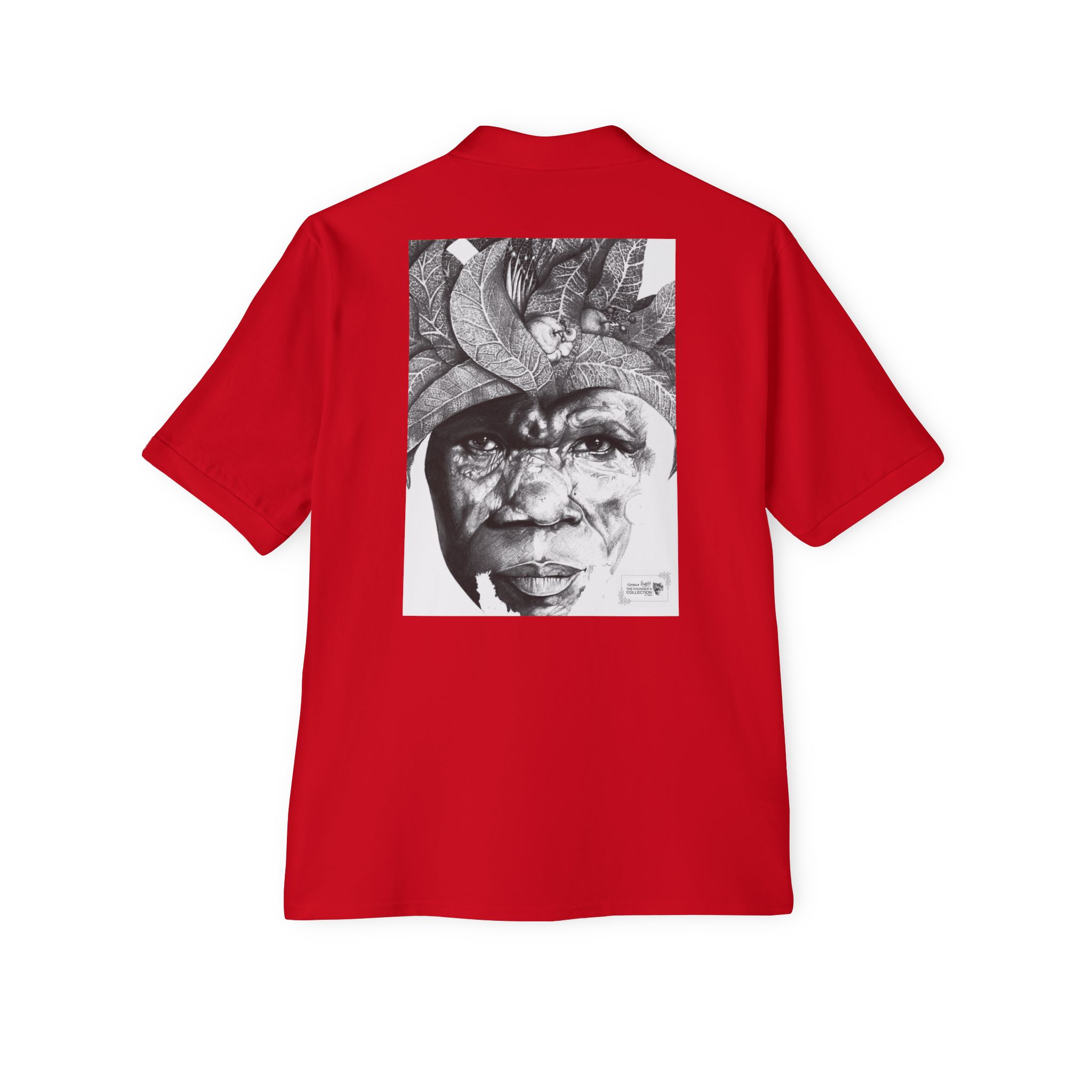 Men's Polo with Monochrome Tribal Portrait Print — Graphic Art Polo Shirt - Image 22