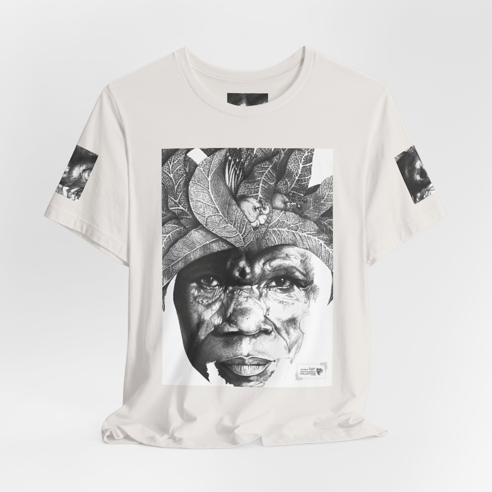 Tribal Portrait Tee — Monochrome Indigenous Face Art Graphic T-Shirt - Image 24
