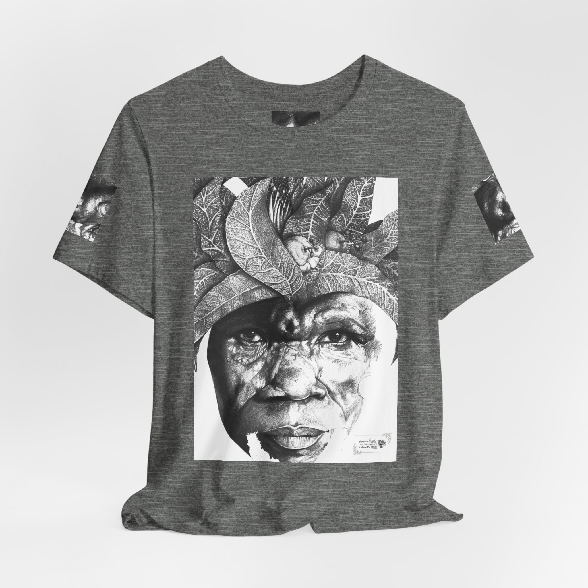 Tribal Portrait Tee — Monochrome Indigenous Face Art Graphic T-Shirt - Image 20