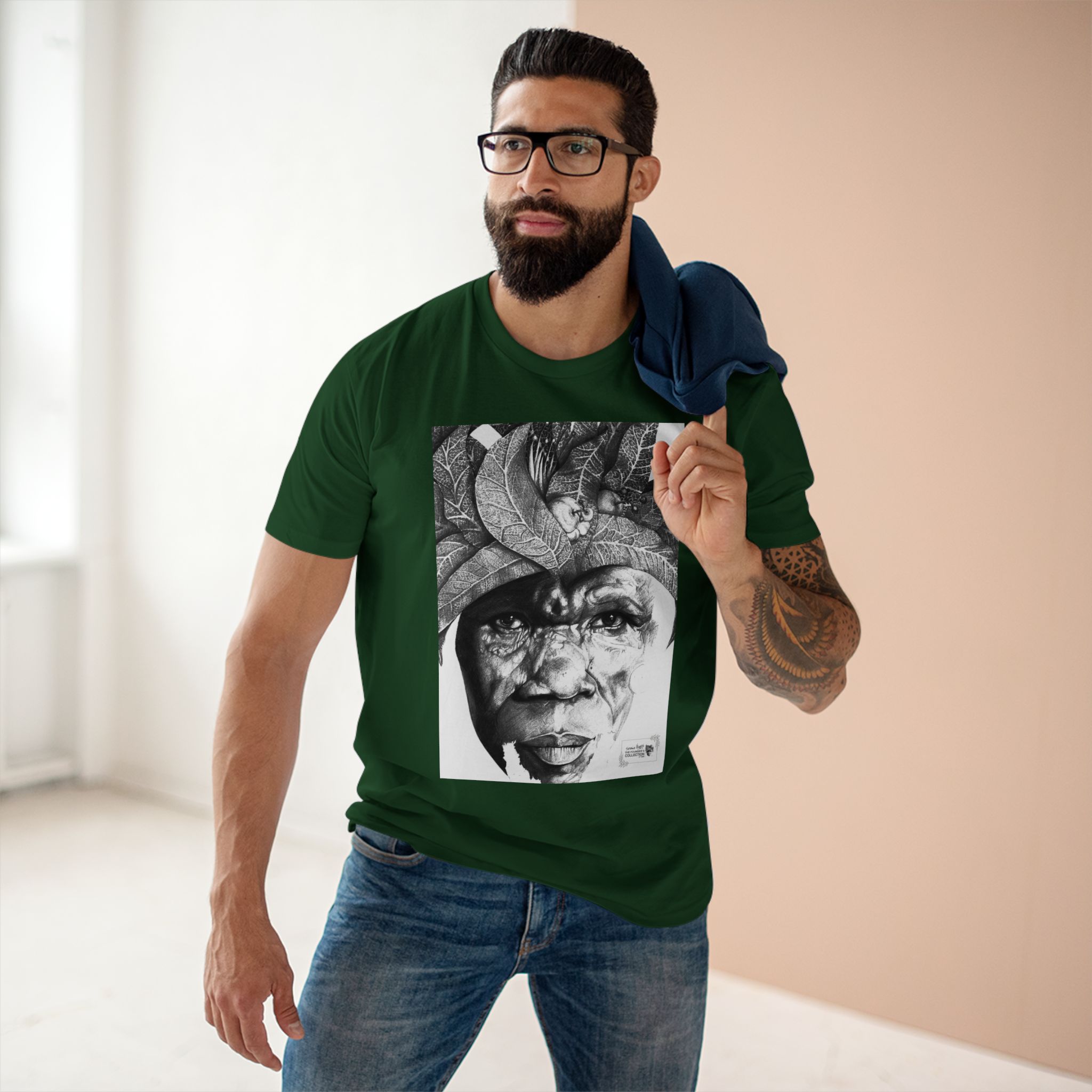Portrait Tee — Monochrome Tribal Face Art Graphic T-Shirt - Image 43