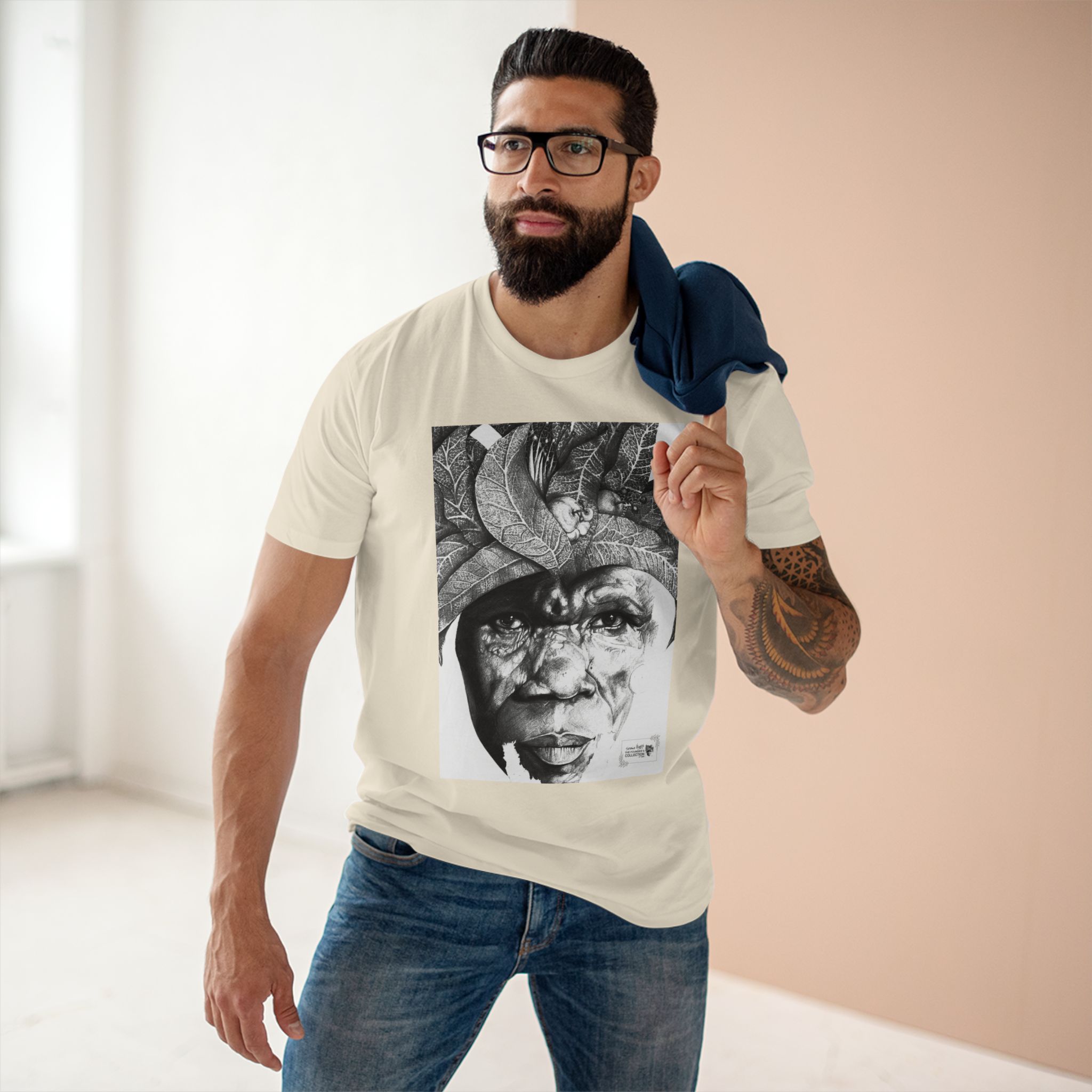 Portrait Tee — Monochrome Tribal Face Art Graphic T-Shirt - Image 15