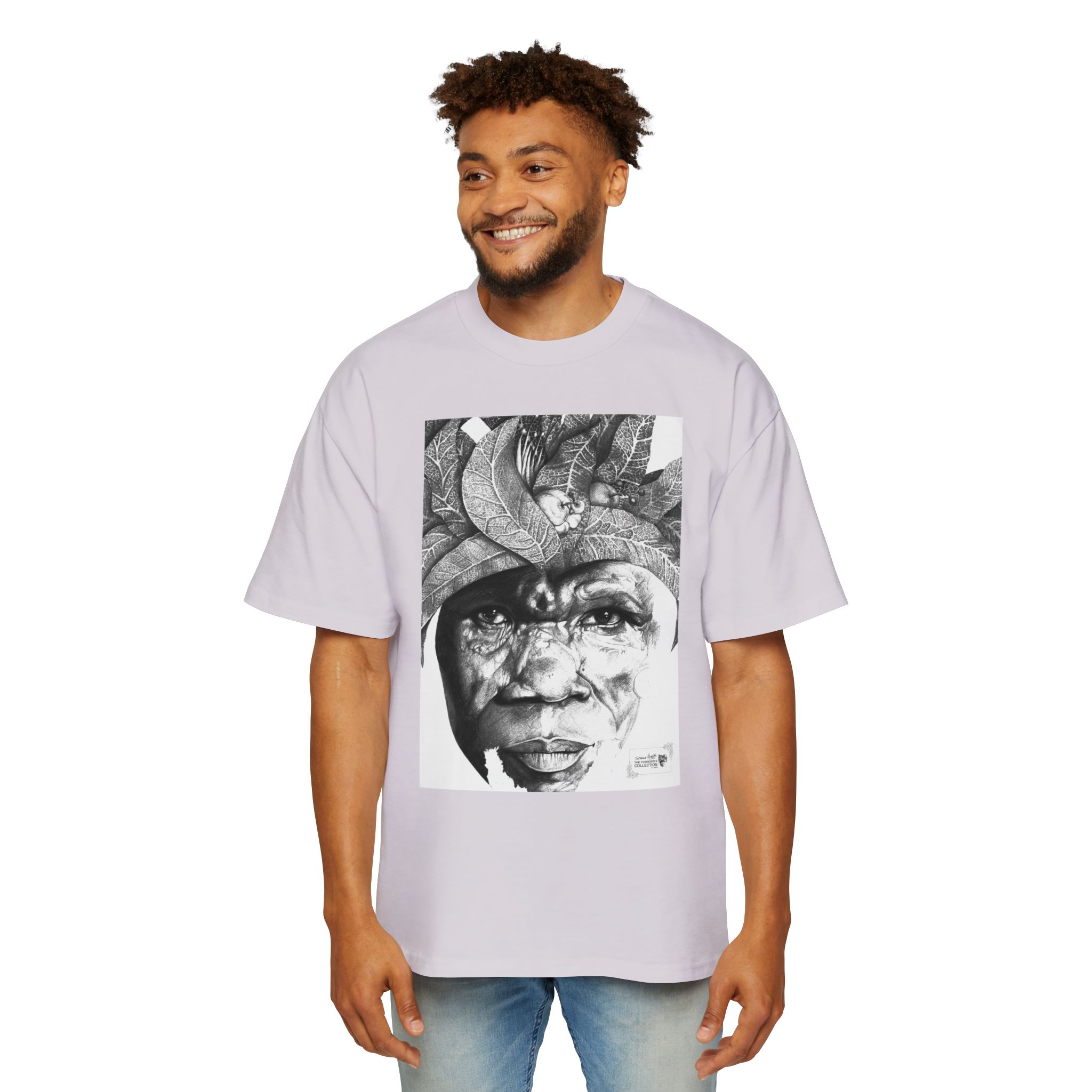 Graphic Tee — Monochrome Tribal Face Art Oversized T-Shirt - Image 55