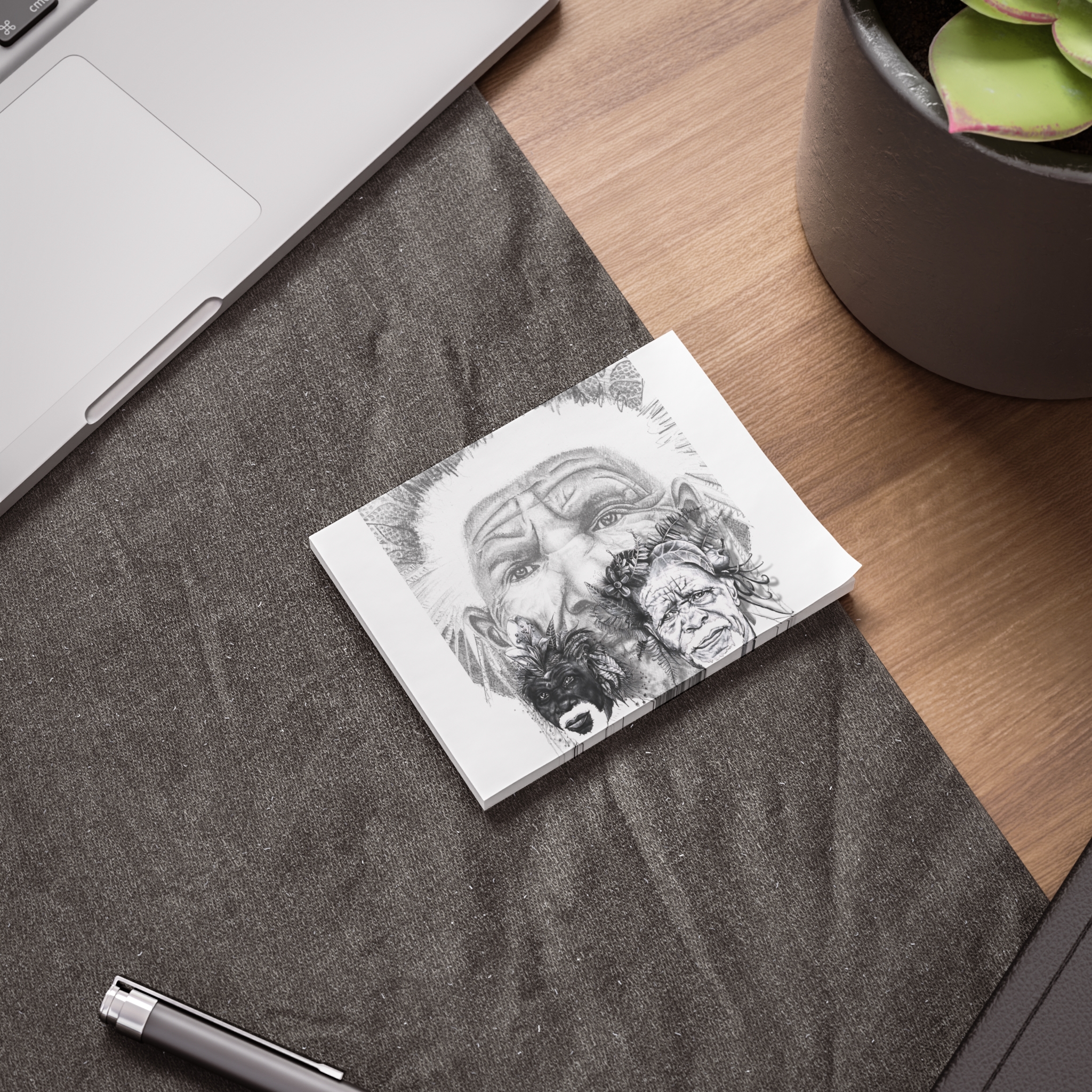 Post-it Note Pad — Pencil Portrait of Indigenous Elders (Sketch Art Sticky Notes) - Image 7