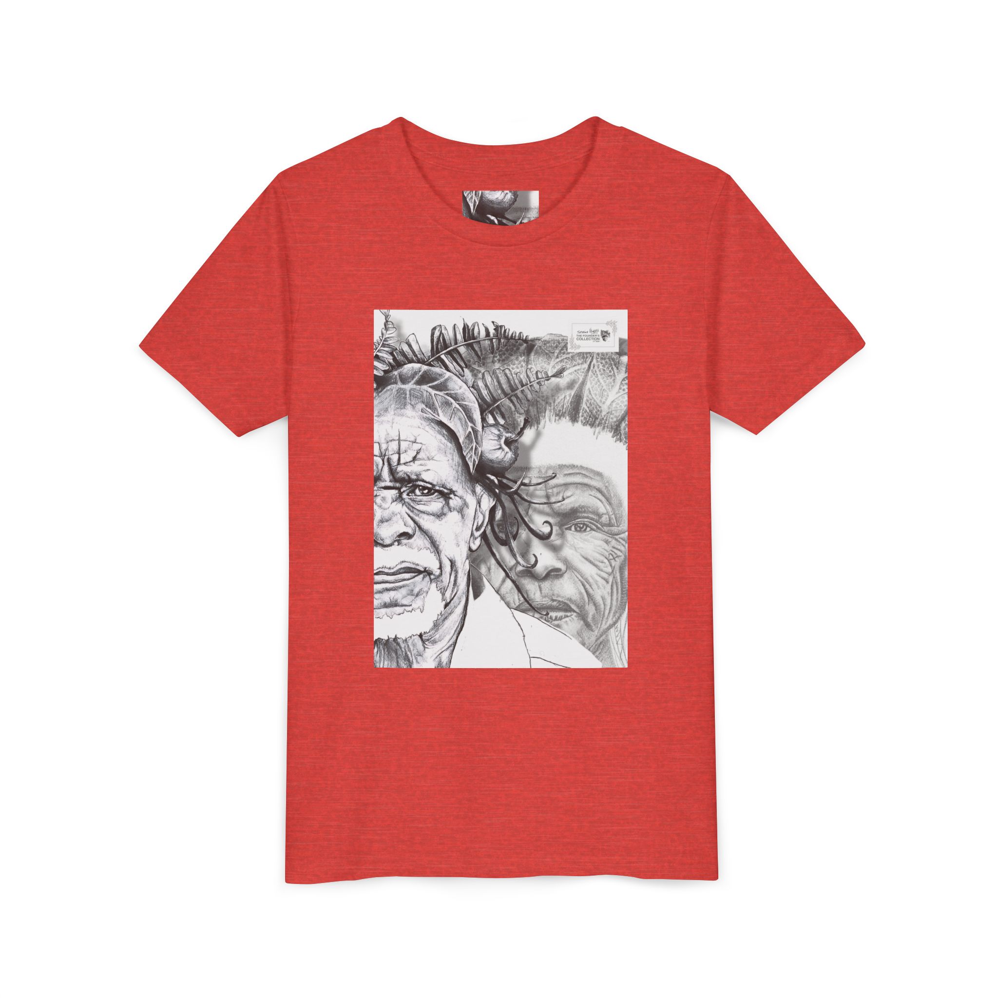 Youth Tee – Monochrome Dual-Face Sketch Graphic - Image 99