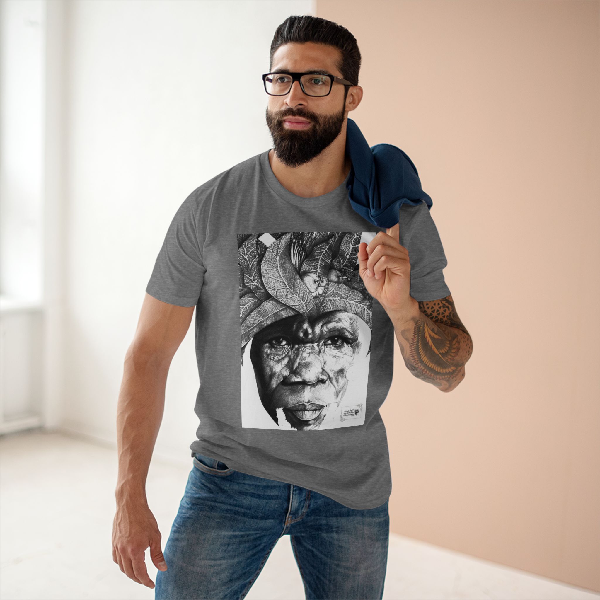 Portrait Tee — Monochrome Tribal Face Art Graphic T-Shirt - Image 27