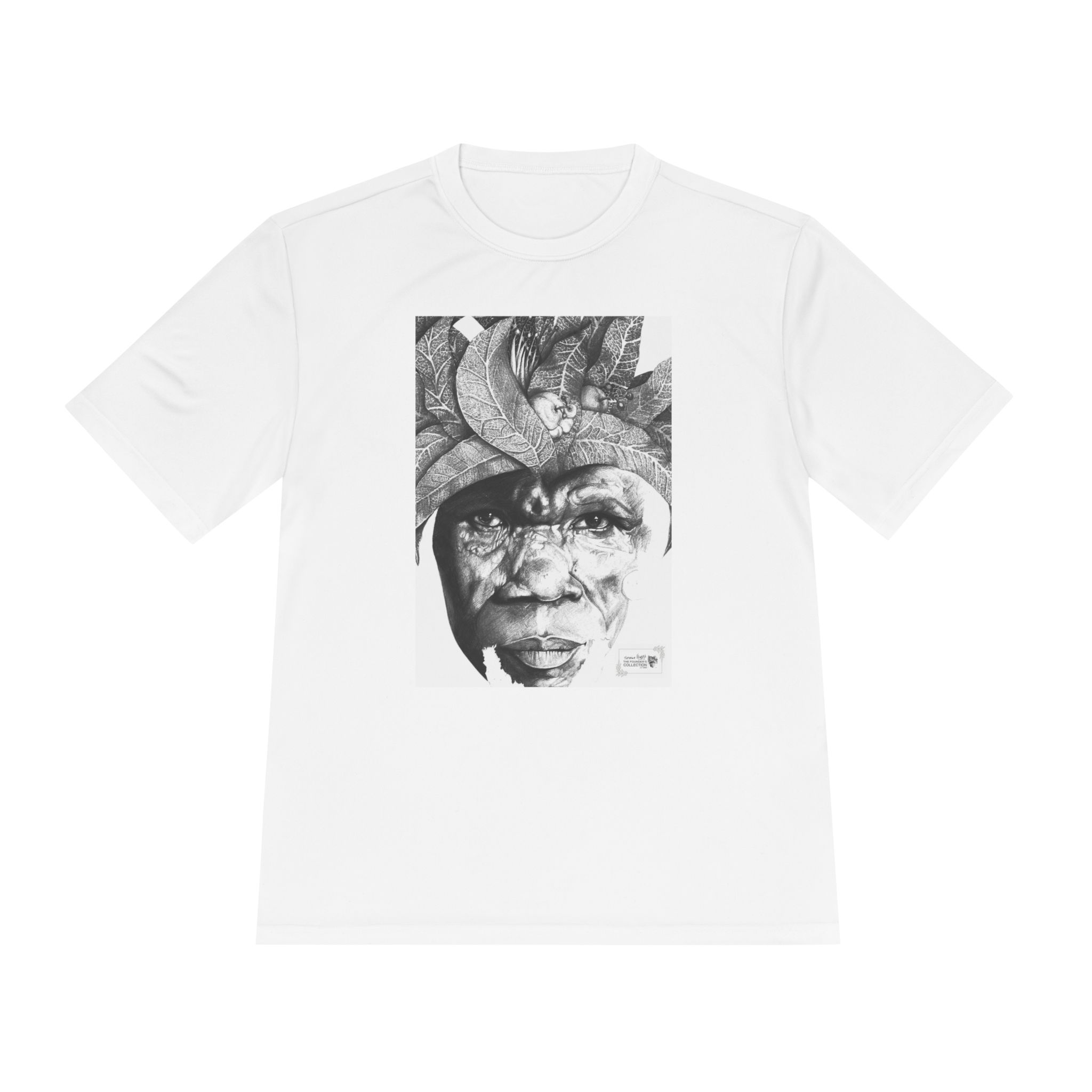 Portrait Graphic Tee — Tribal Headdress Black & White Art