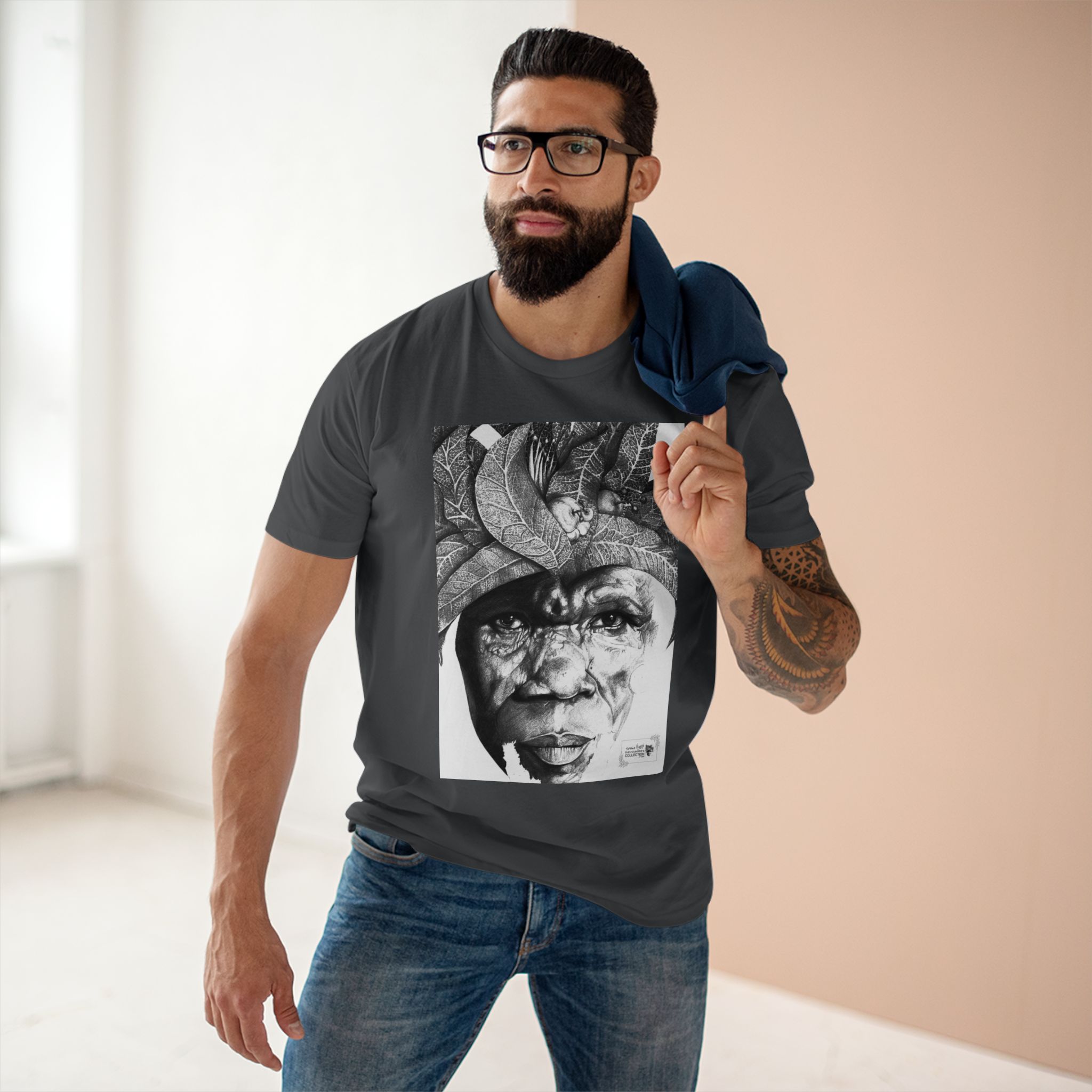 Portrait Tee — Monochrome Tribal Face Art Graphic T-Shirt - Image 39