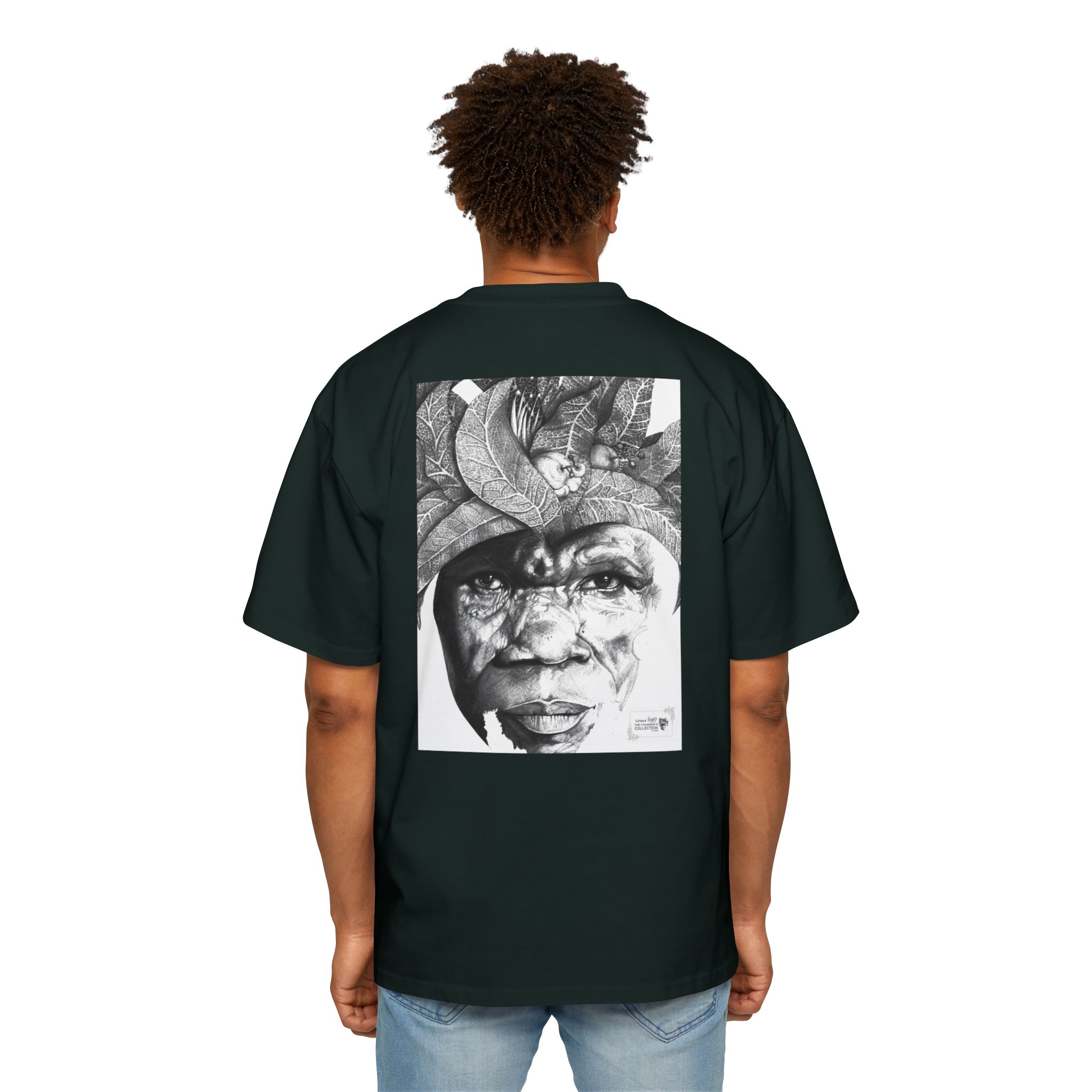 Graphic Tee — Monochrome Tribal Face Art Oversized T-Shirt - Image 44