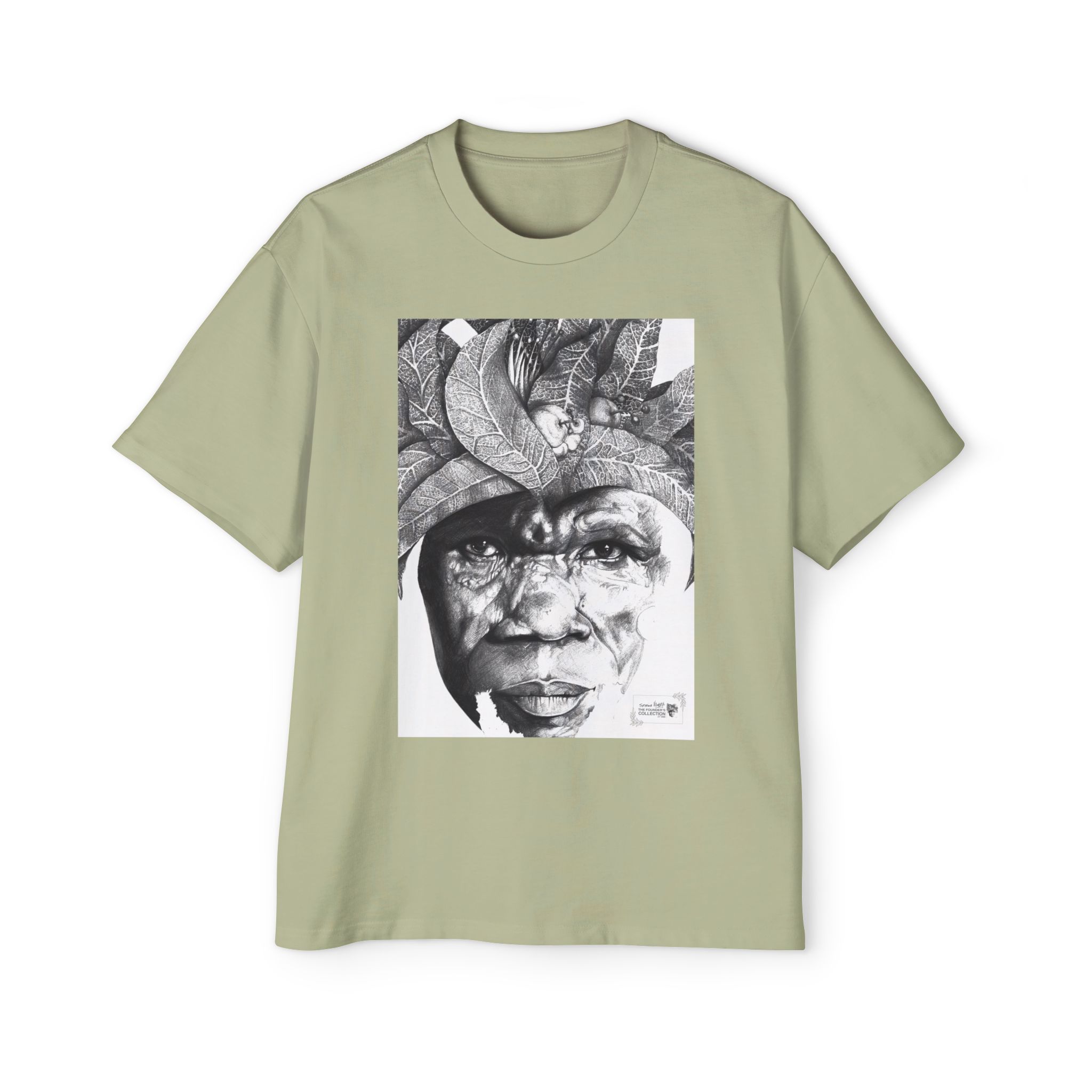 Graphic Tee — Monochrome Tribal Face Art Oversized T-Shirt - Image 29