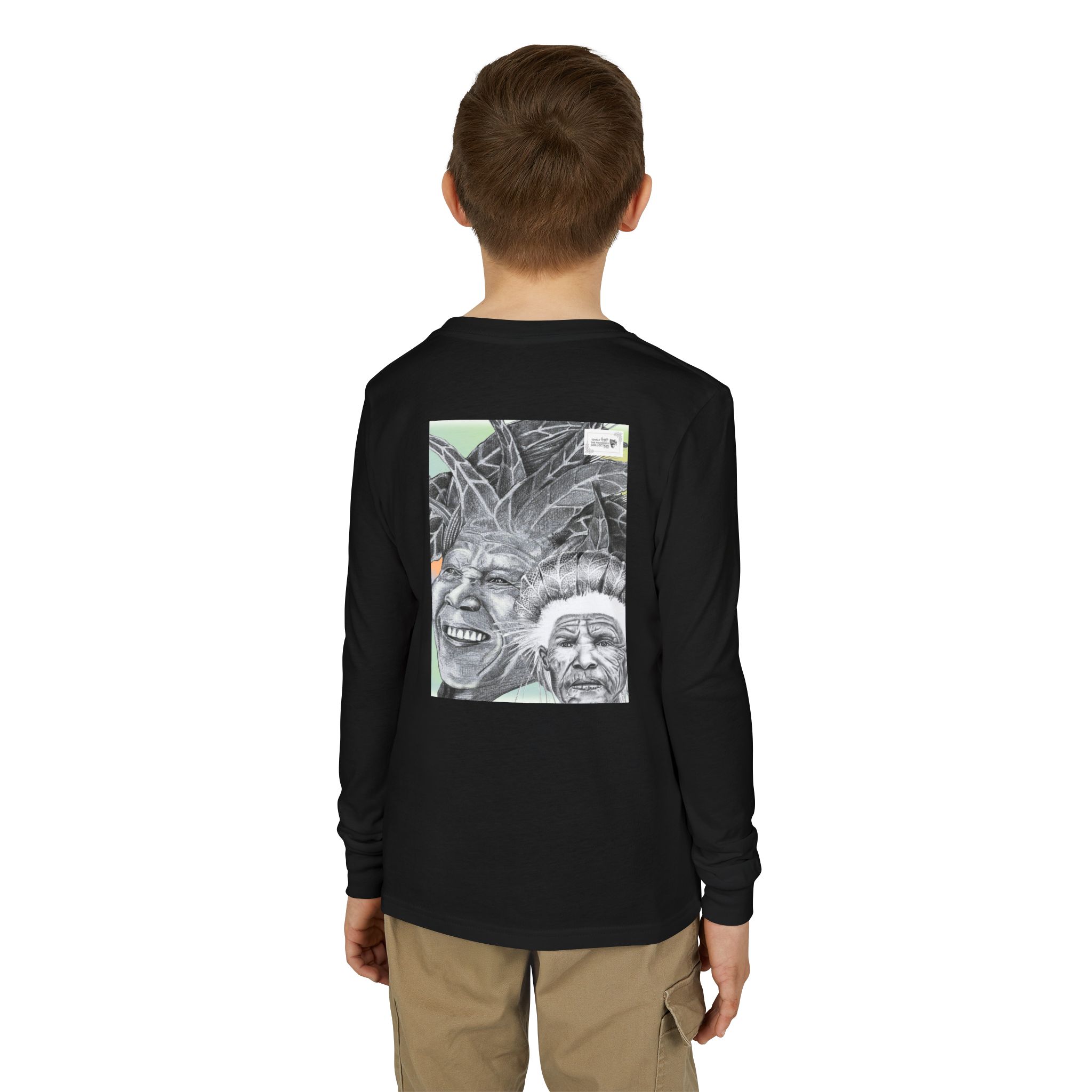 Youth Long Sleeve Tee — Vintage Indigenous Portrait Graphic - Image 12