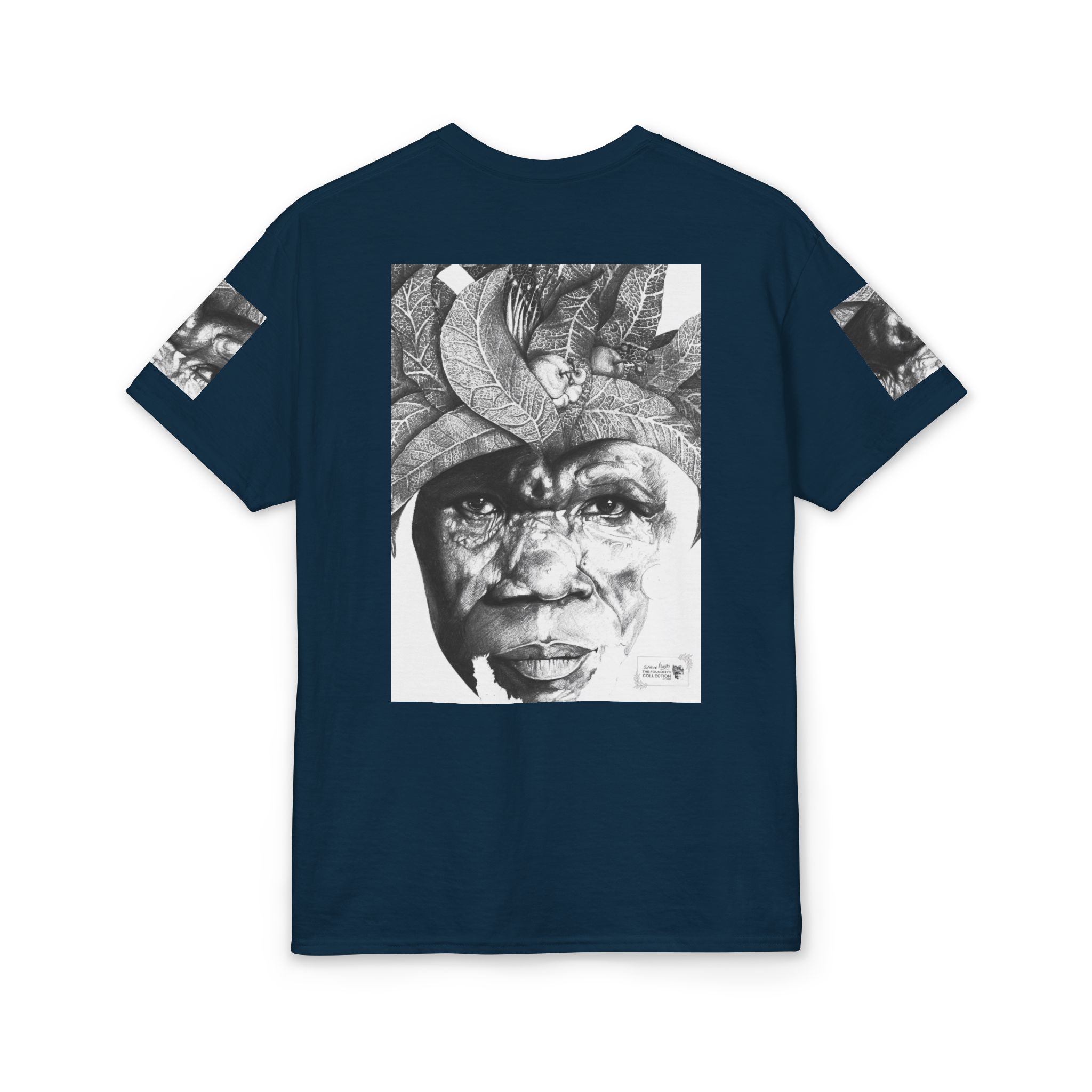 Tribal Face Collage T-Shirt — Black & White Portrait Graphic Tee - Image 46