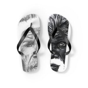 Art Portrait Flip Flops — Monochrome Face Print Summer Sandals