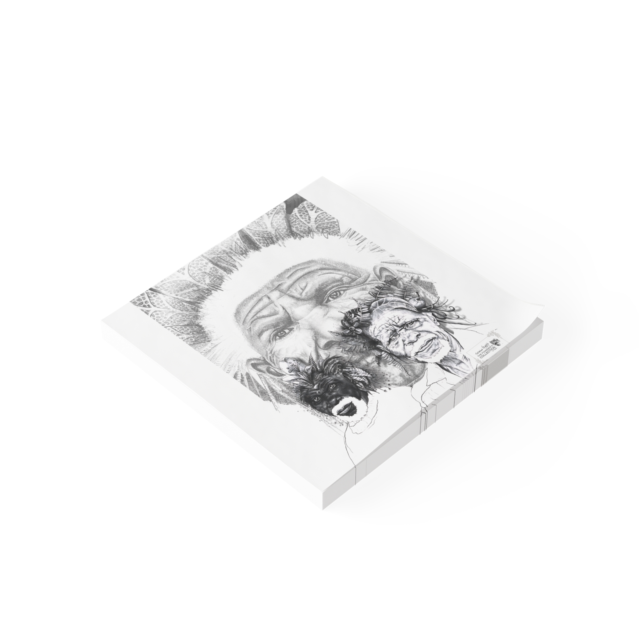 Post-it Note Pad — Pencil Portrait of Indigenous Elders (Sketch Art Sticky Notes) - Image 2