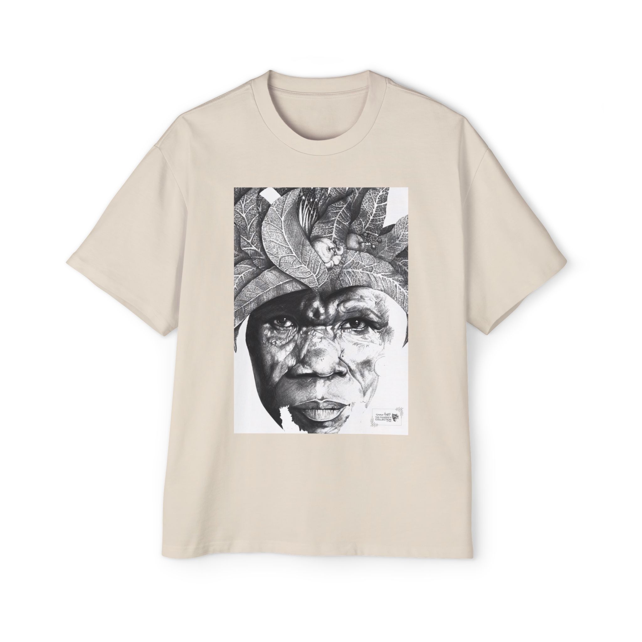 Graphic Tee — Monochrome Tribal Face Art Oversized T-Shirt - Image 17