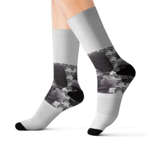 Custom Photo Sublimation Socks — Personalized Black & White Photo Crew Socks