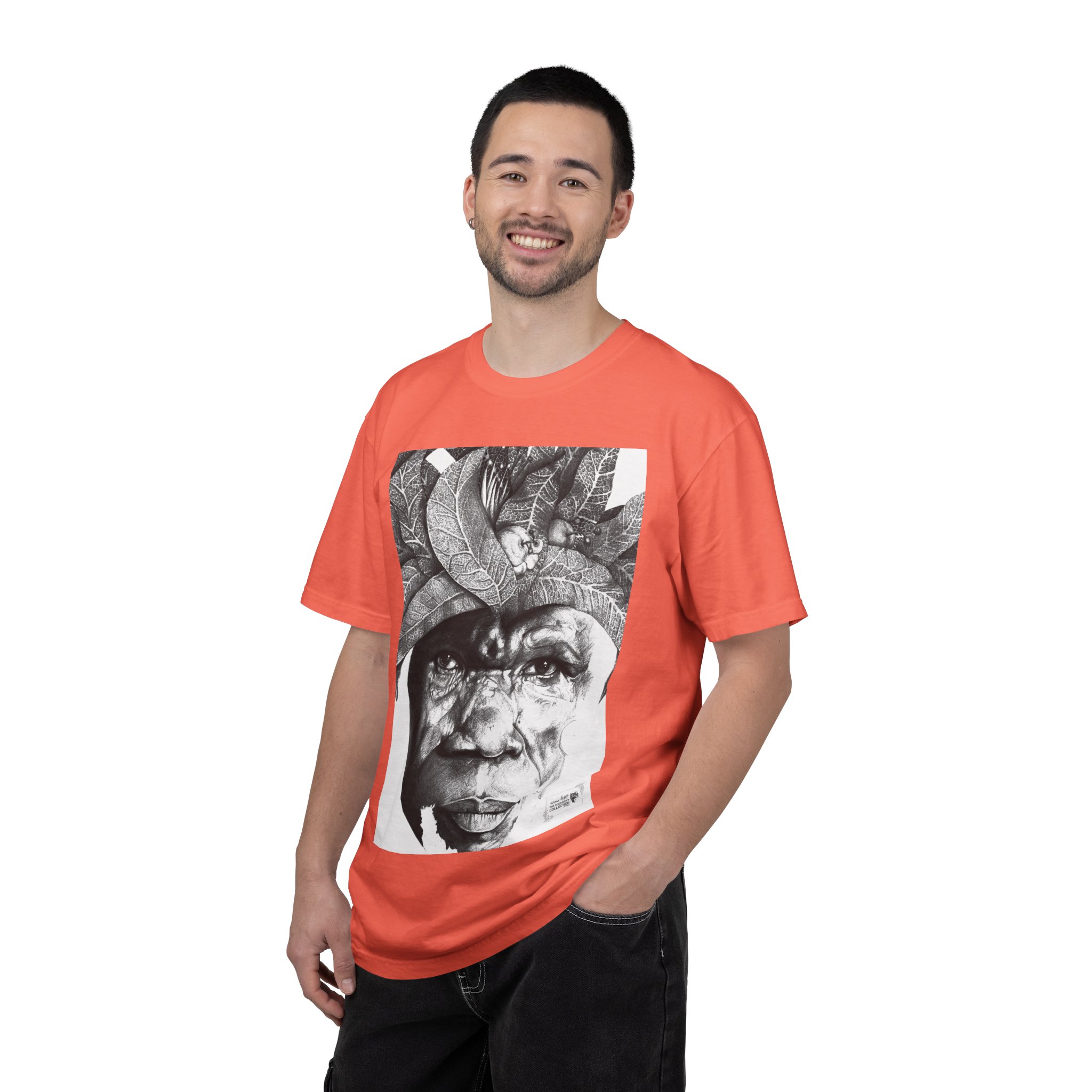 Portrait Graphic T-Shirt — Monochrome Tribal Face Art Tee - Image 12