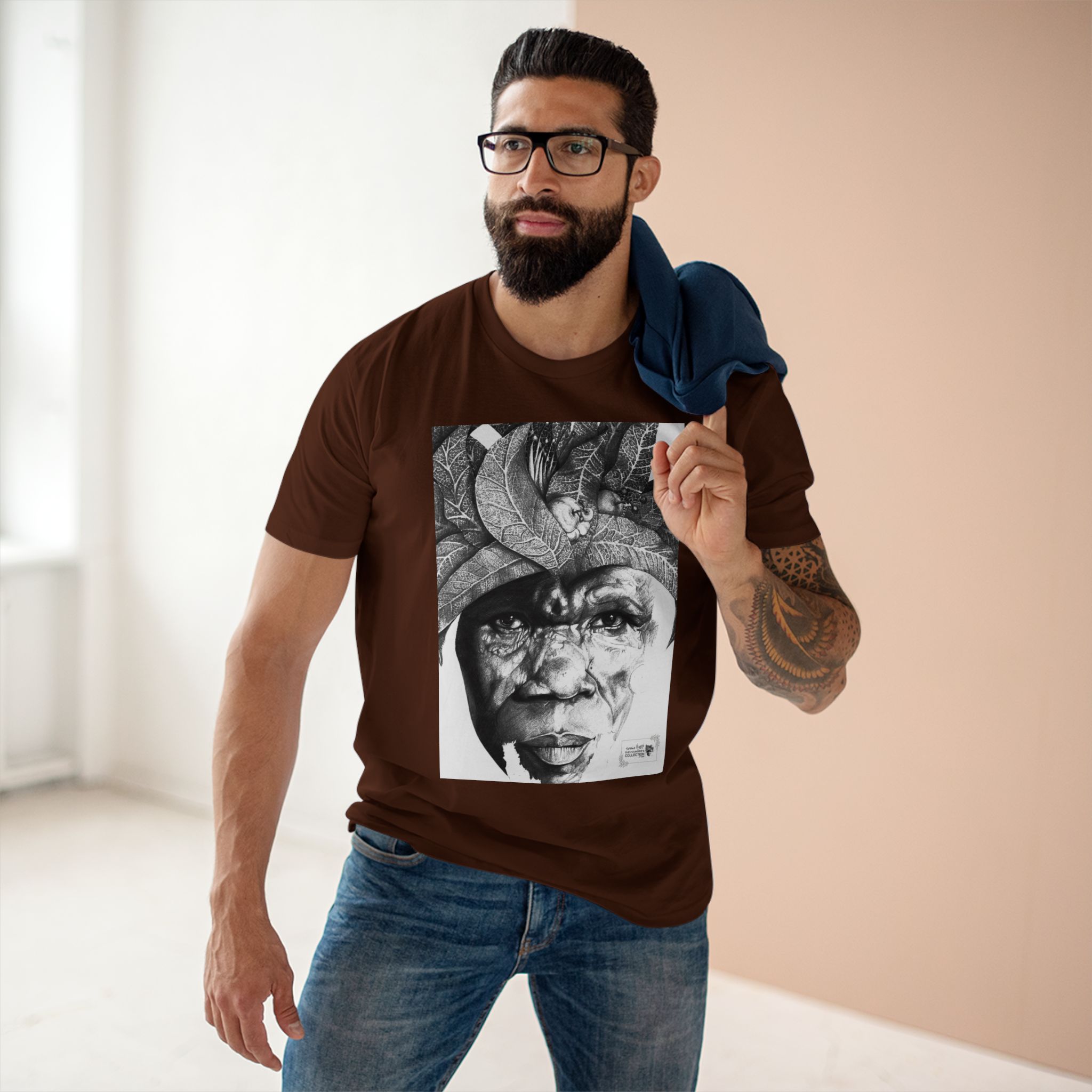 Portrait Tee — Monochrome Tribal Face Art Graphic T-Shirt - Image 23