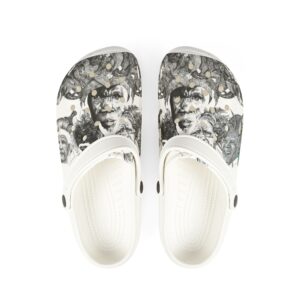 Printed EVA Foam Clogs — Black & White Art Face All-Over Print