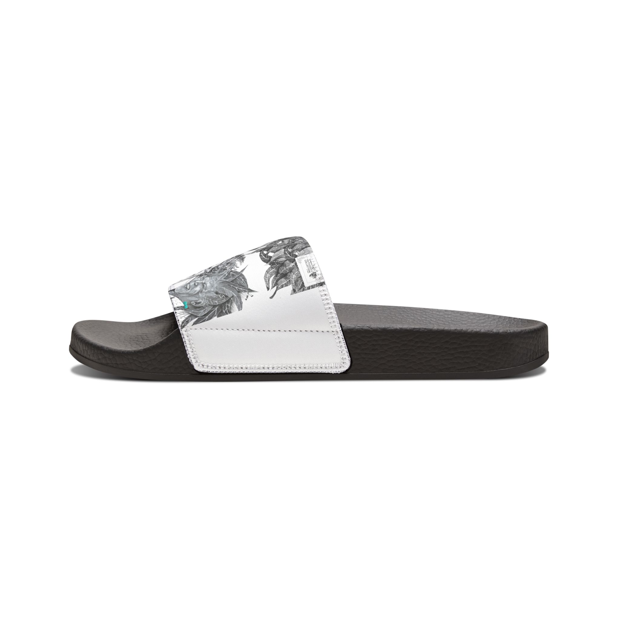 Men's Slide Sandals with Removable Strap — Monochrome Animal Portrait Print - Image 5