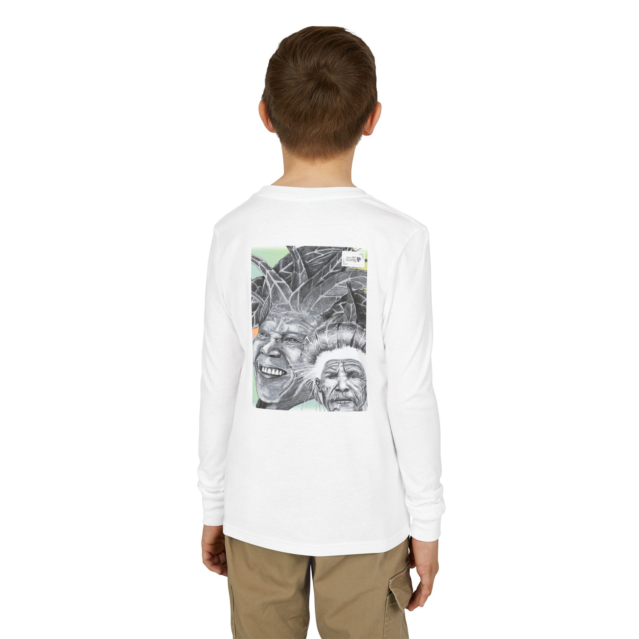 Youth Long Sleeve Tee — Vintage Indigenous Portrait Graphic - Image 4