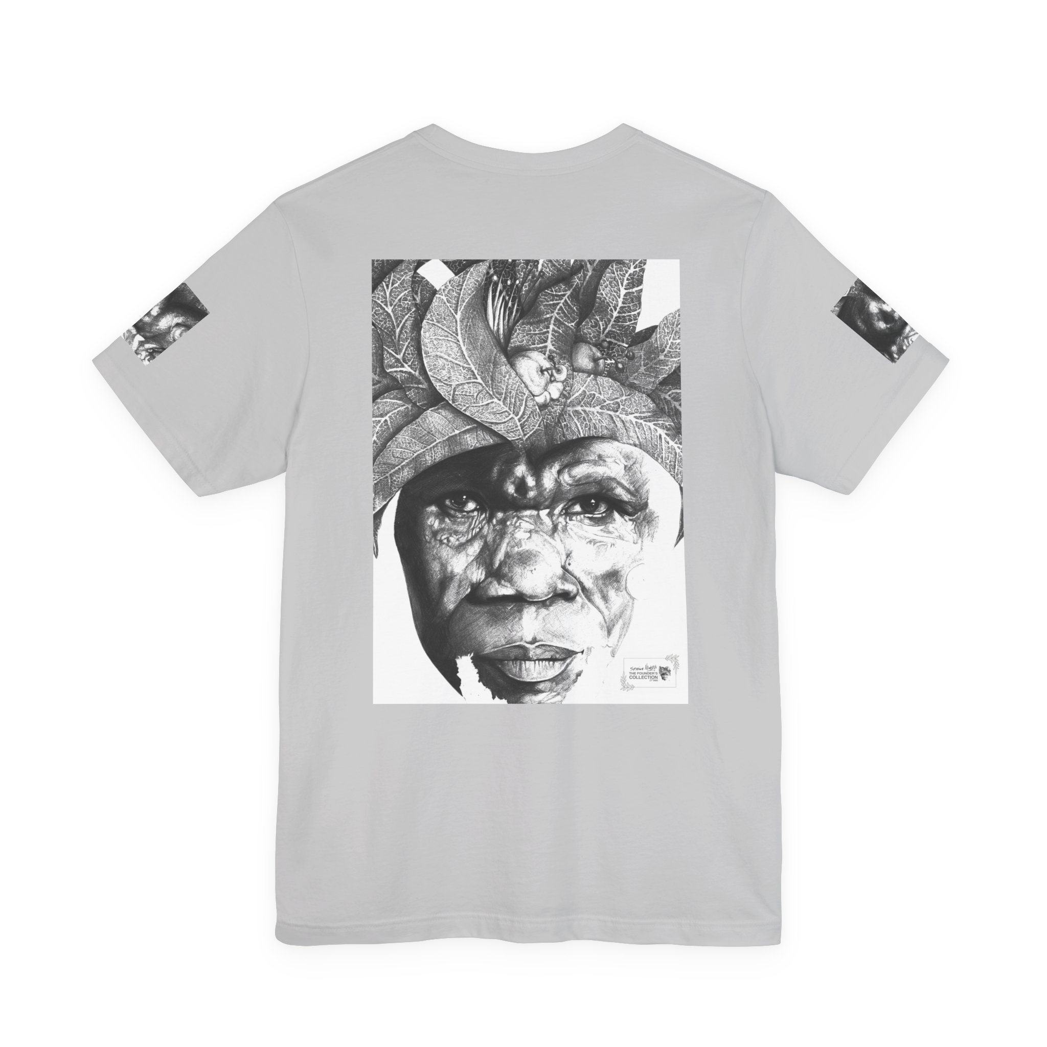 Tribal Portrait Tee — Monochrome Indigenous Face Art Graphic T-Shirt - Image 14