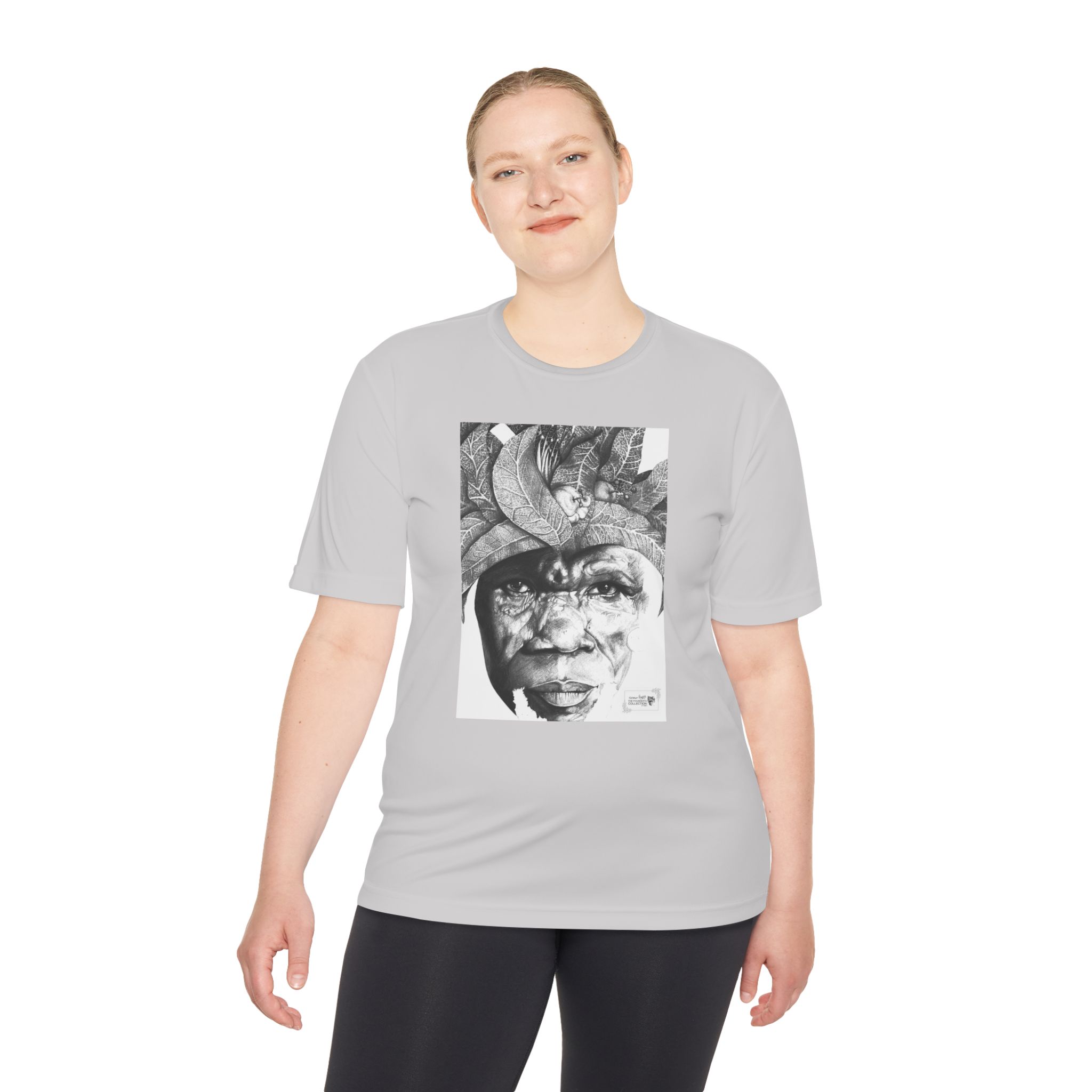 Portrait Graphic Tee — Tribal Headdress Black & White Art - Image 8