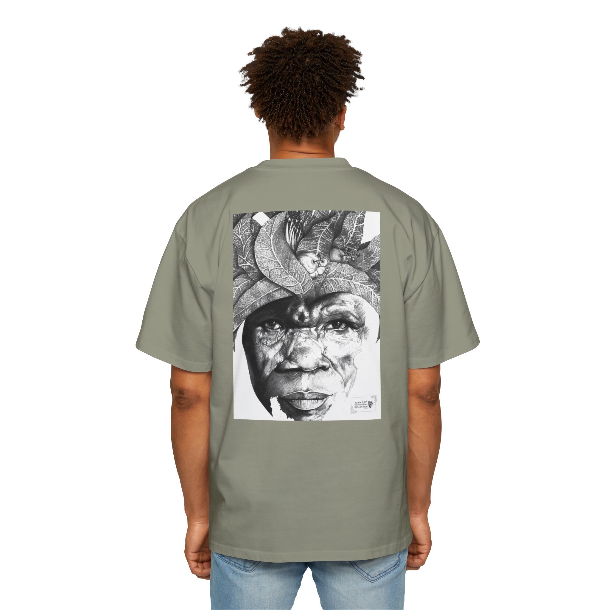 Graphic Tee — Monochrome Tribal Face Art Oversized T-Shirt - Image 36