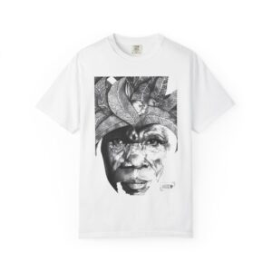Portrait Graphic T-Shirt — Monochrome Tribal Face Art Tee