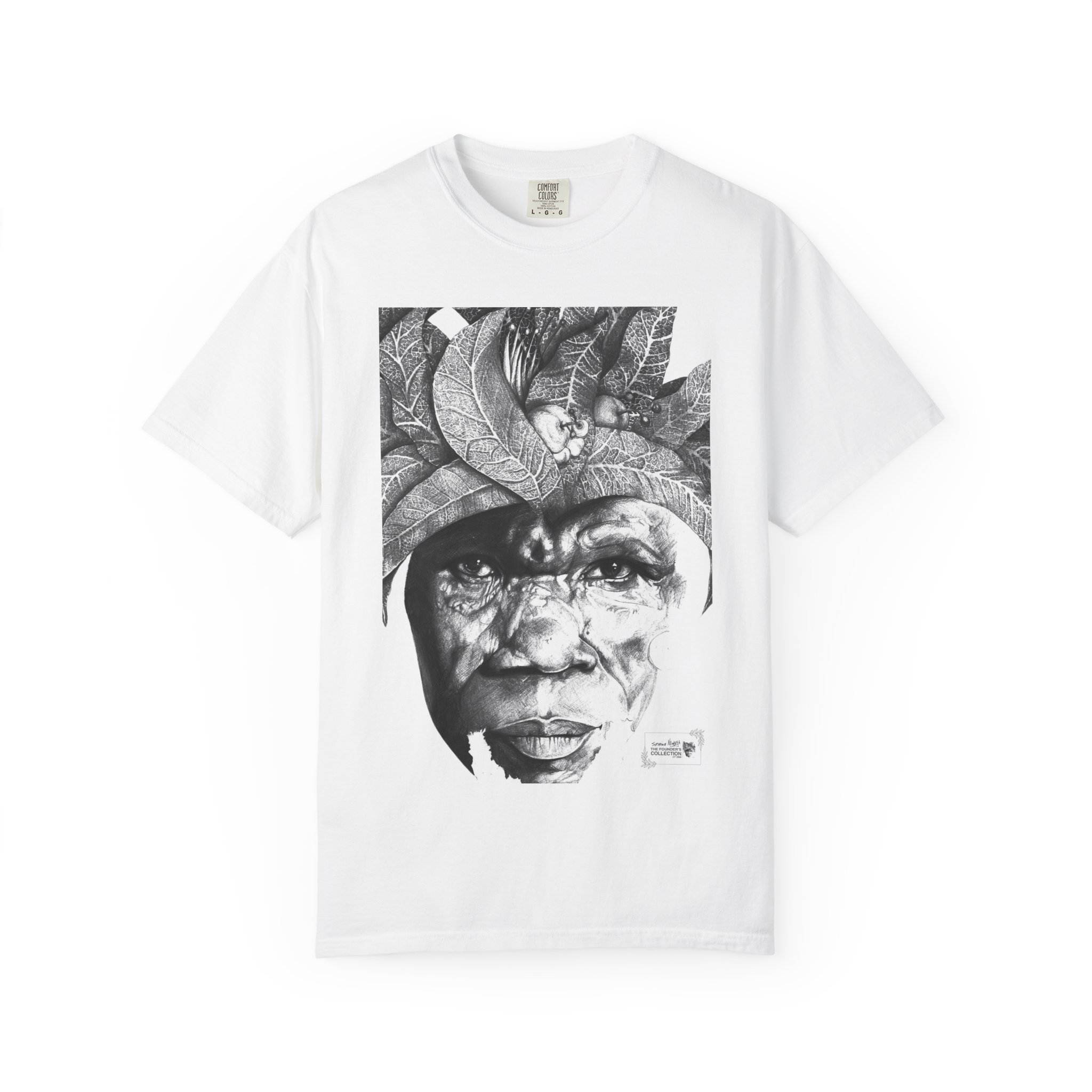 Portrait Graphic T-Shirt — Monochrome Tribal Face Art Tee