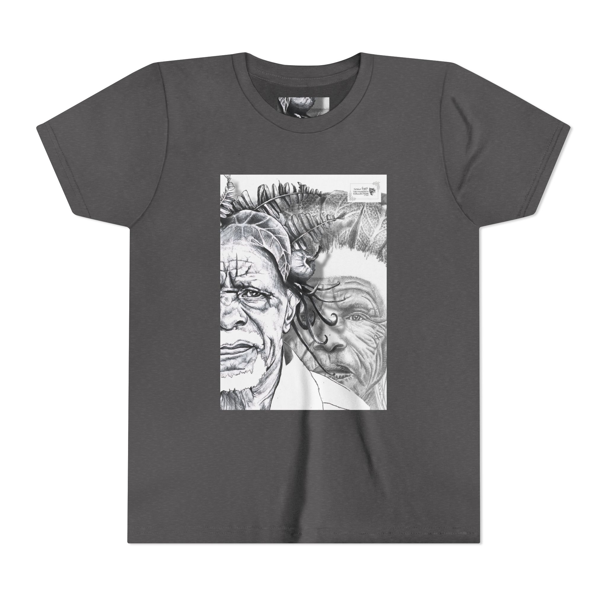 Youth Tee – Monochrome Dual-Face Sketch Graphic - Image 89