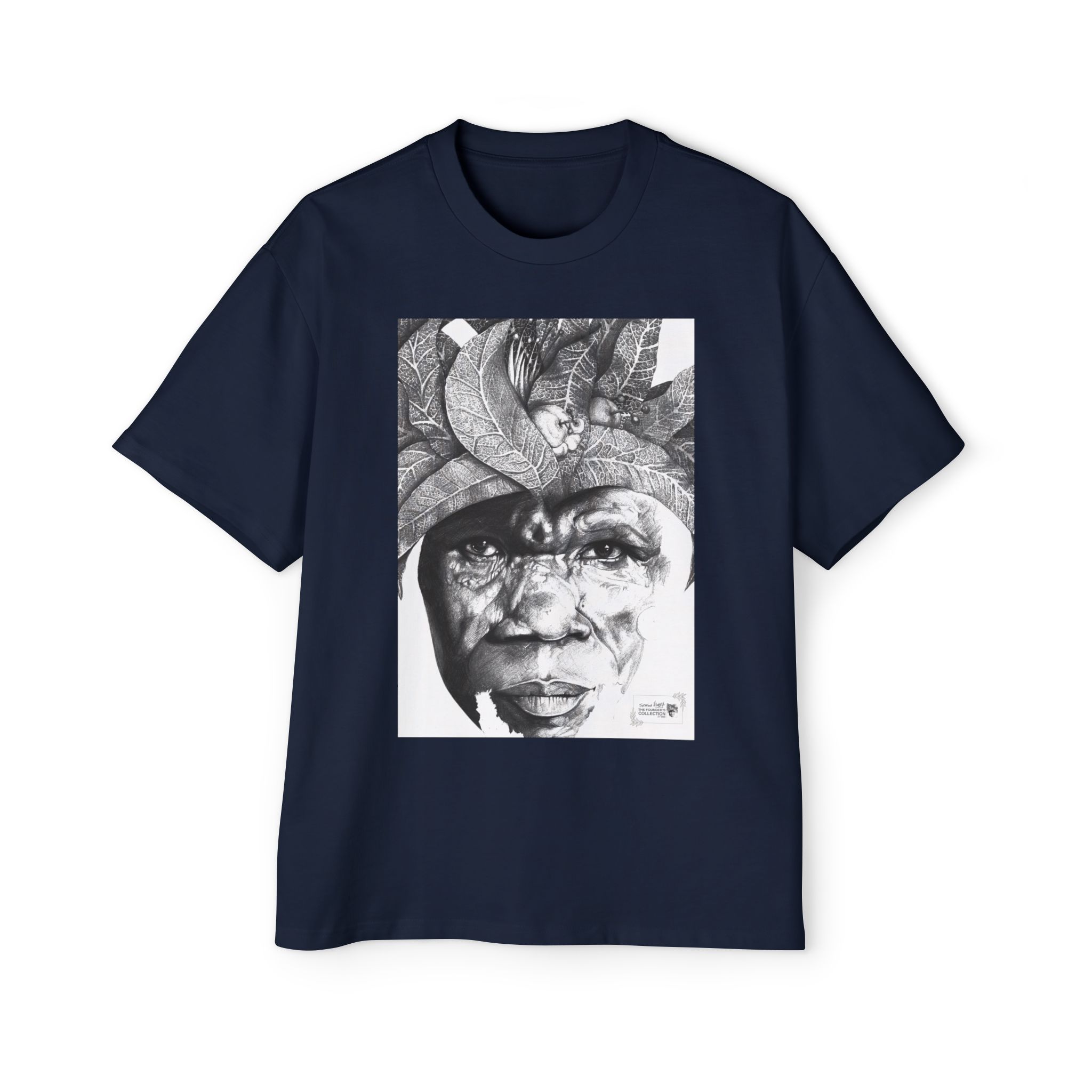 Graphic Tee — Monochrome Tribal Face Art Oversized T-Shirt - Image 45