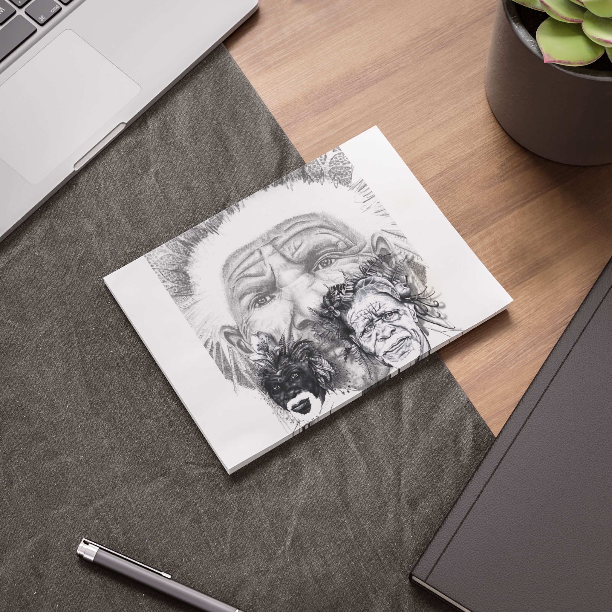 Post-it Note Pad — Pencil Portrait of Indigenous Elders (Sketch Art Sticky Notes) - Image 19