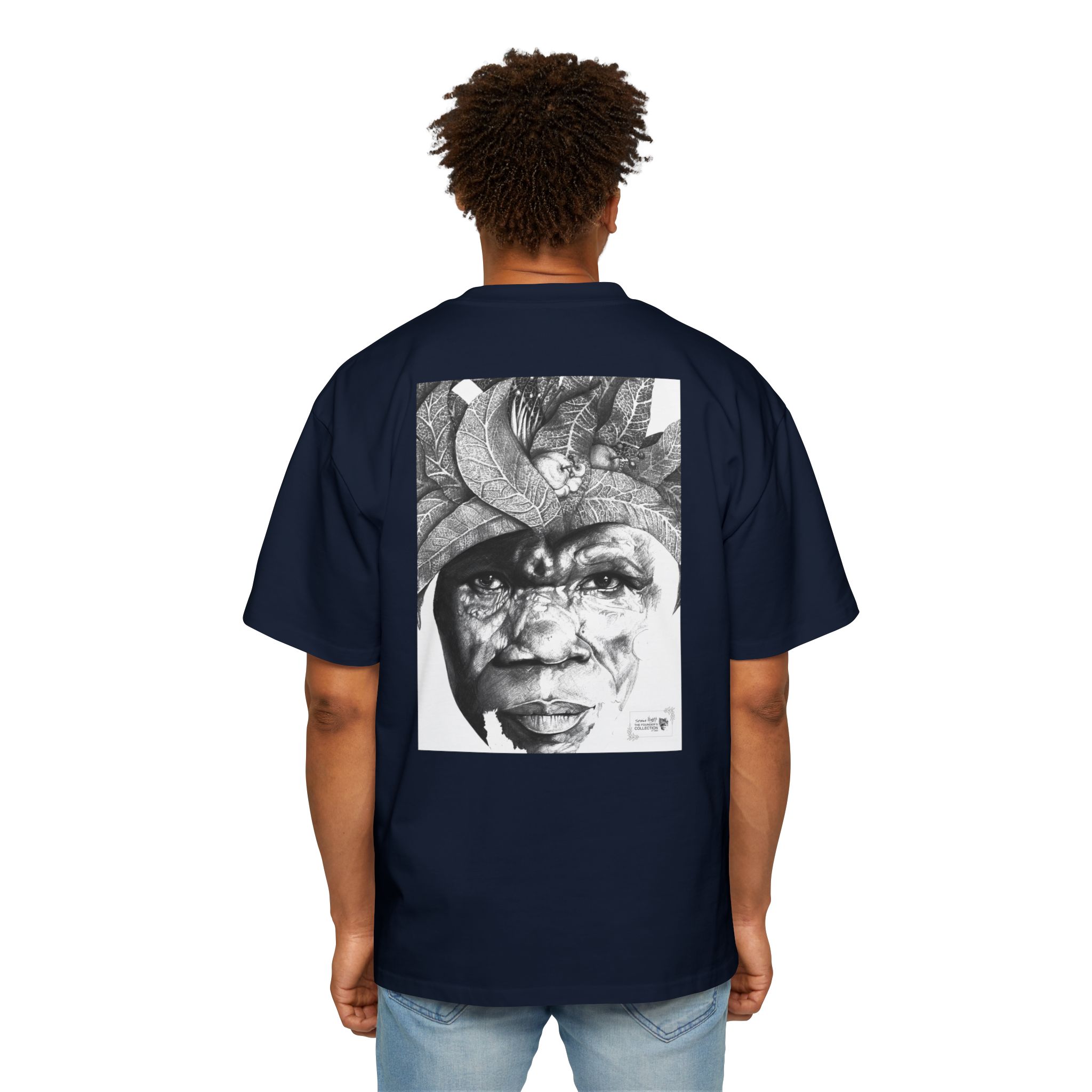 Graphic Tee — Monochrome Tribal Face Art Oversized T-Shirt - Image 48