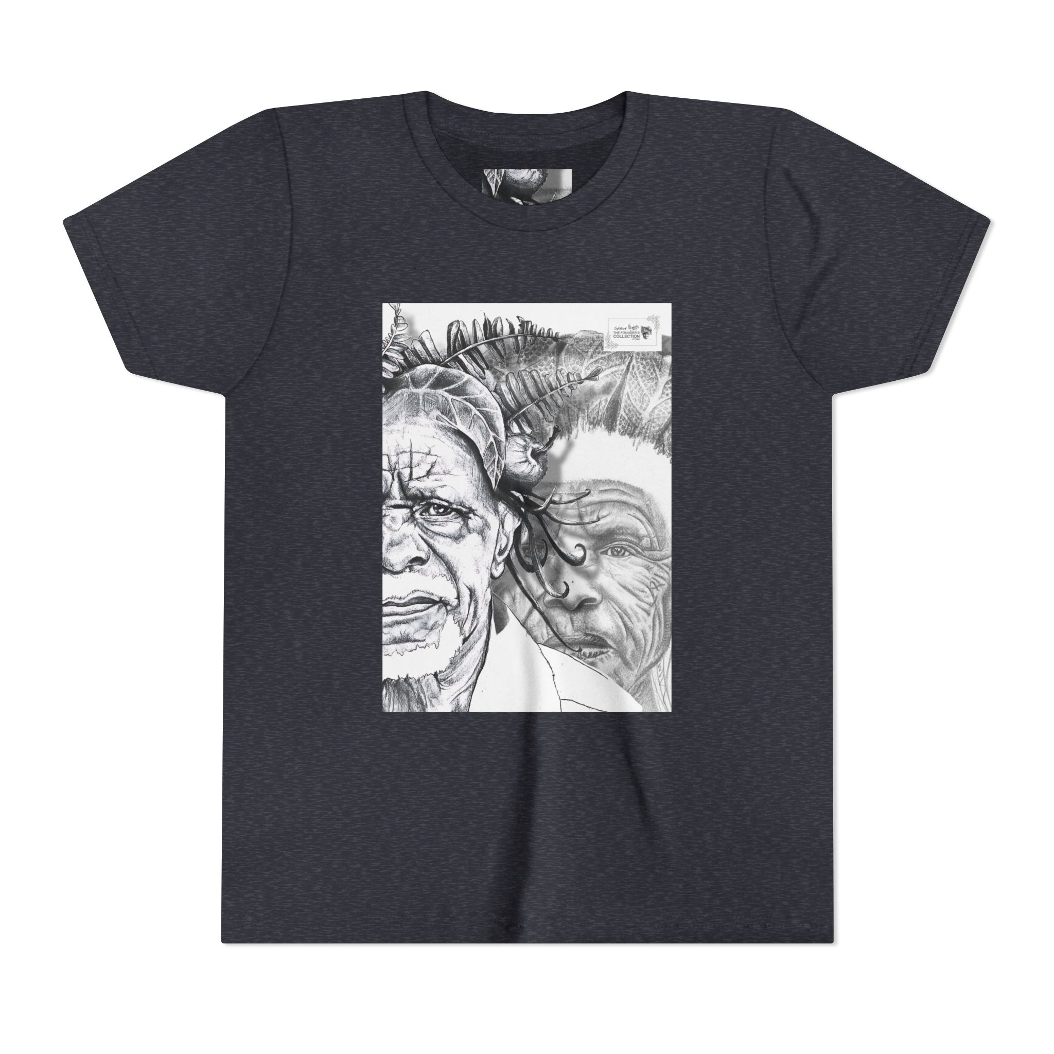 Youth Tee – Monochrome Dual-Face Sketch Graphic - Image 73